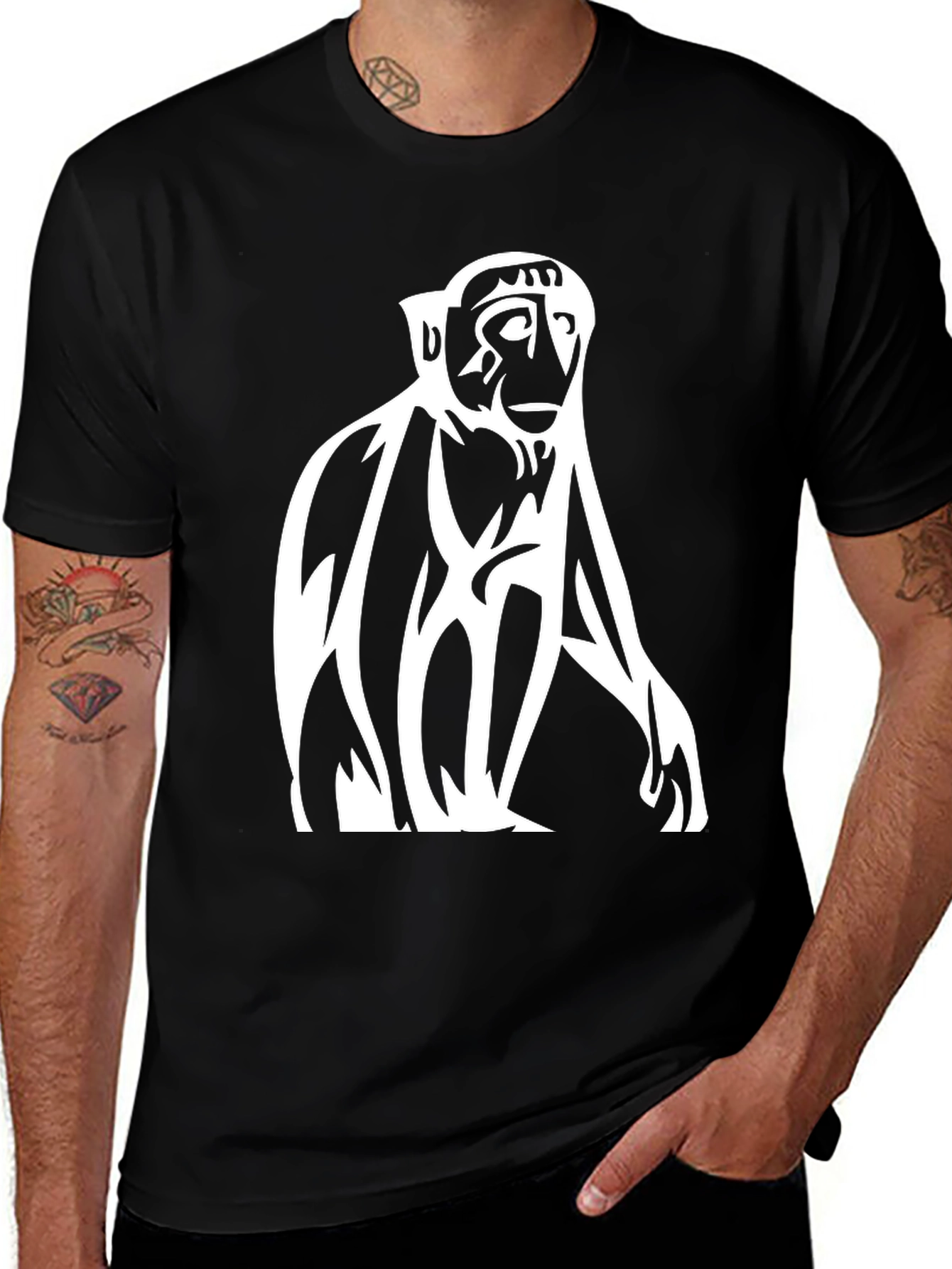 Variant 29 of Monkey Graphic Tee - Stylish Black Cotton T-Shirt