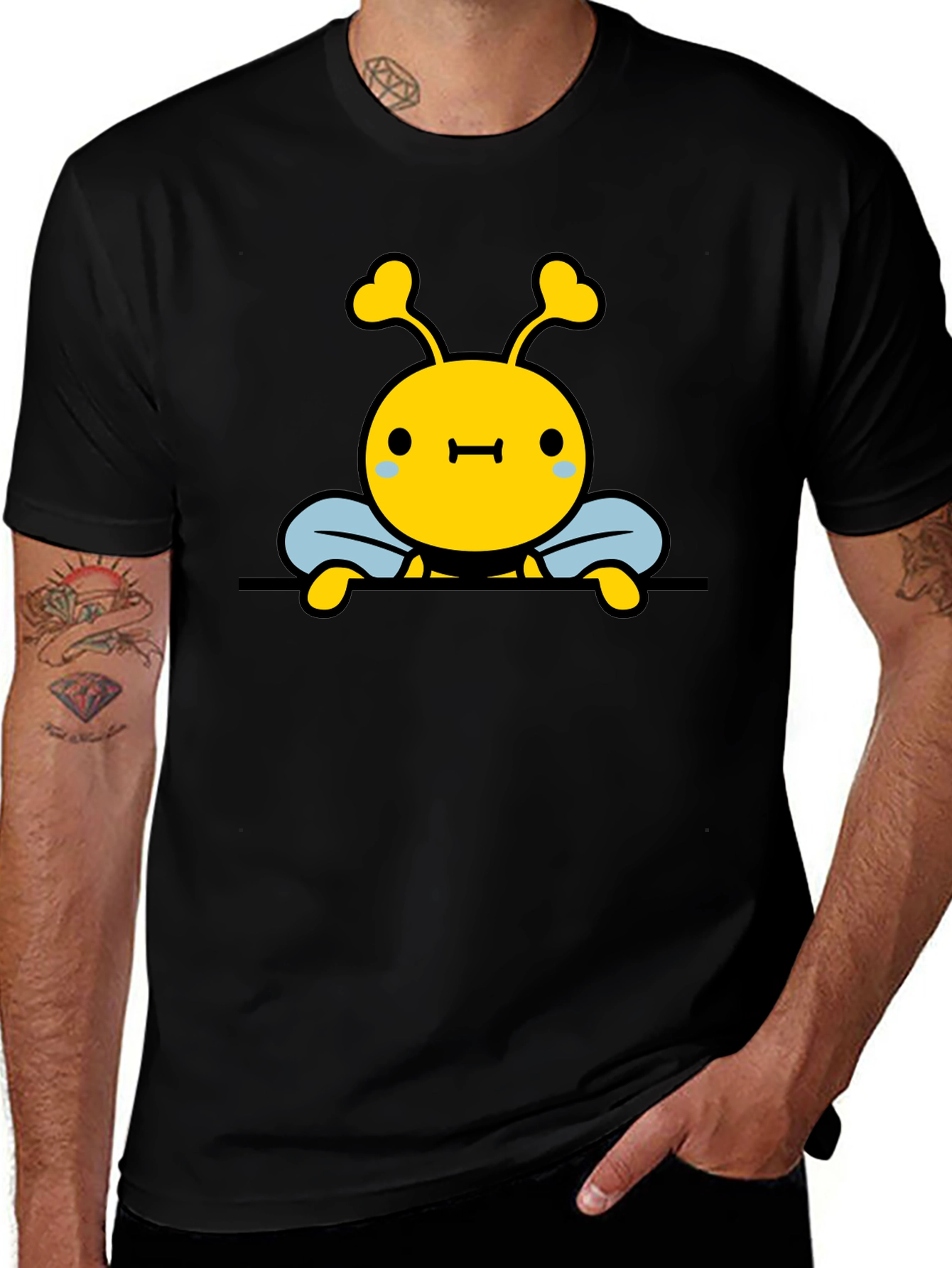 Variant 12 of Cute Bee Graphic Black T-Shirt