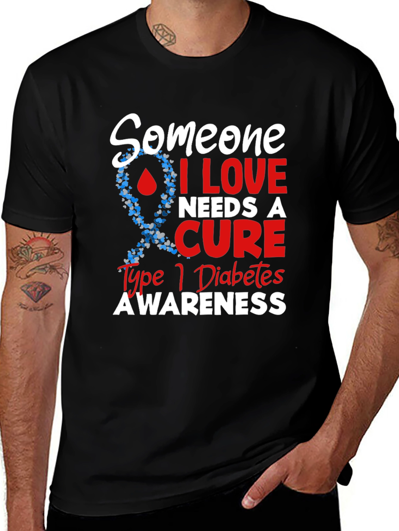 Variant 22 of Diabetes Awareness T-Shirt - Someone I Love Needs a Cure