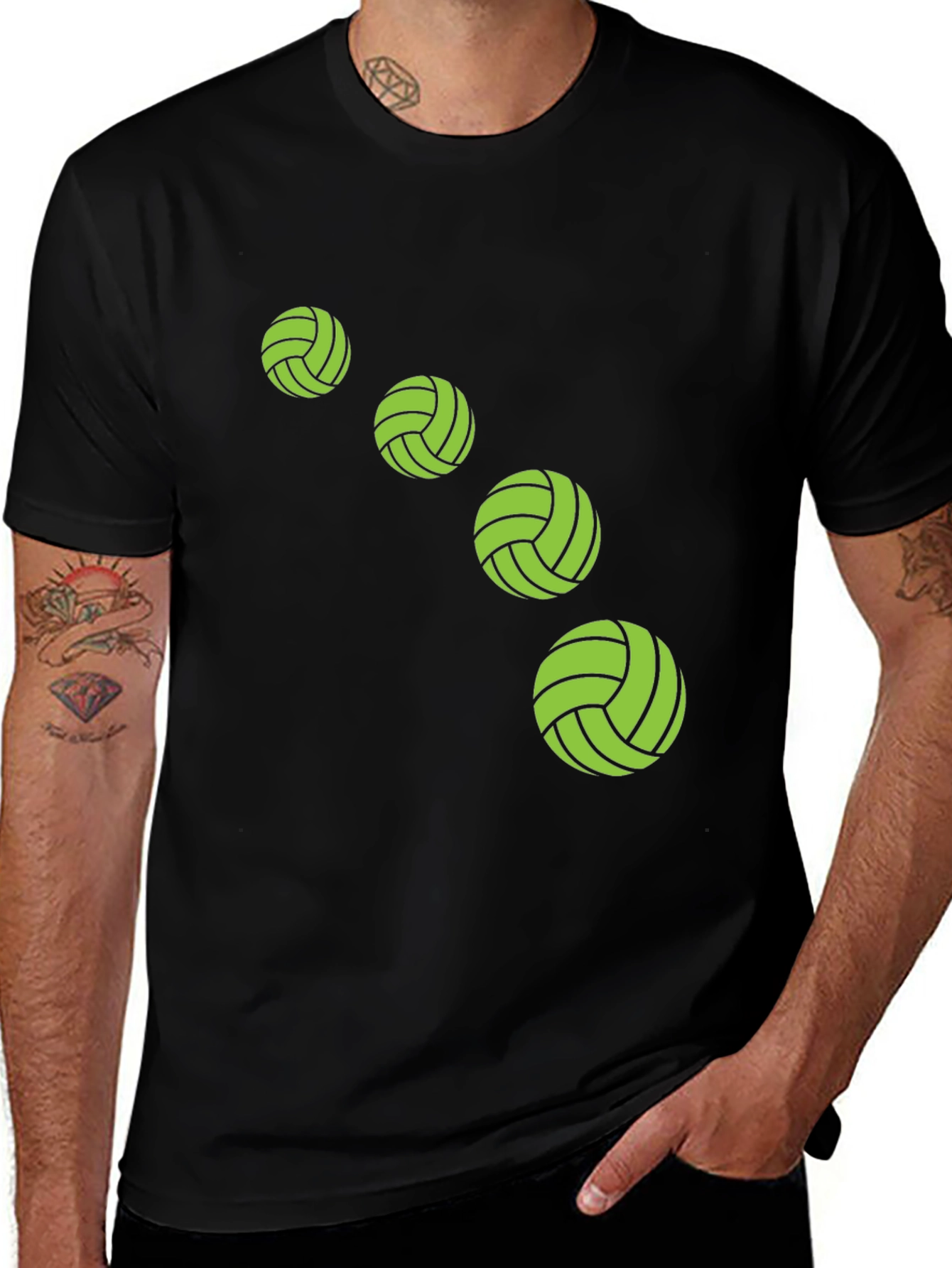Variant 10 of Volleyball Graphic Tee - Black Cotton T-Shirt