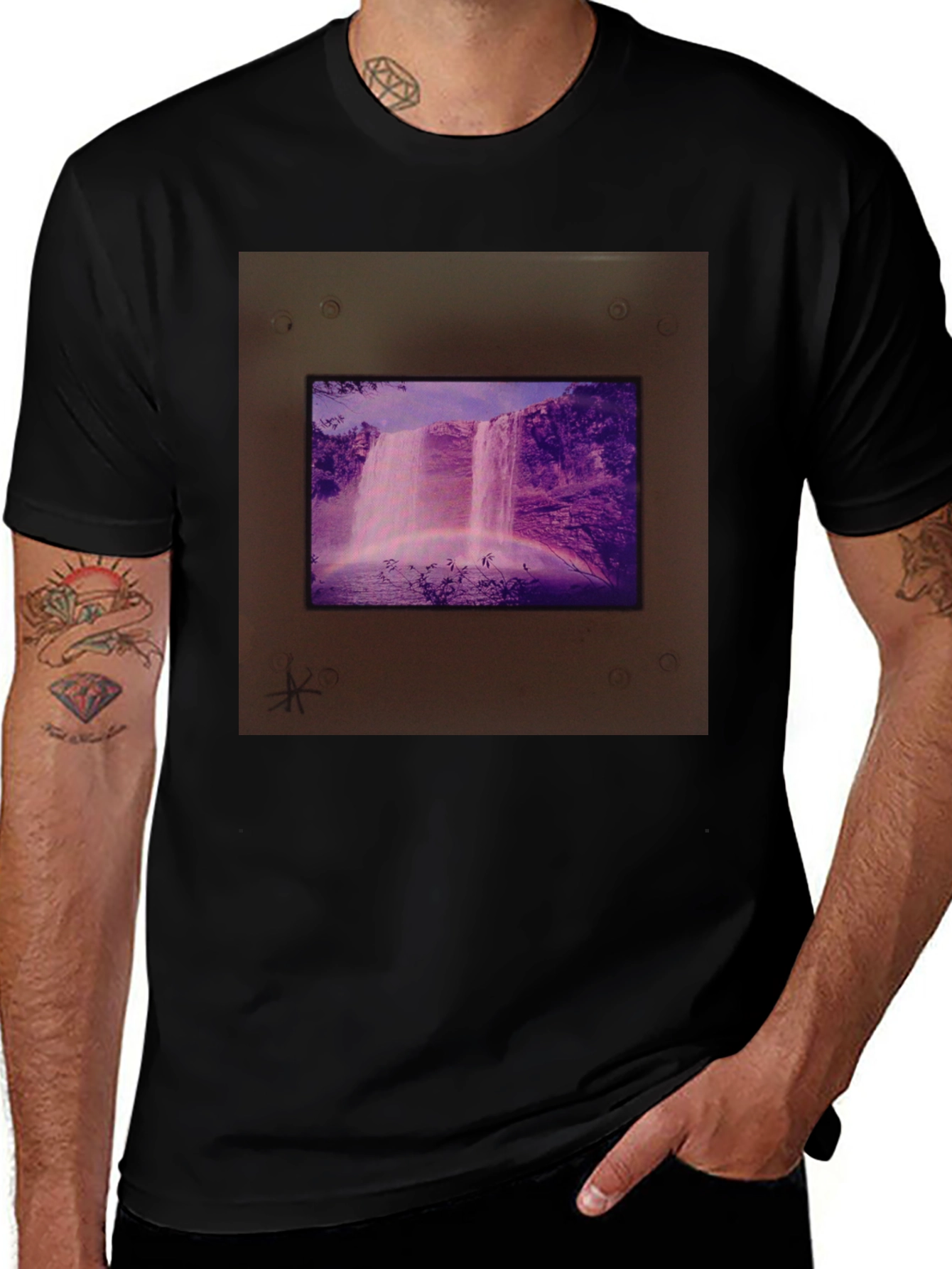 Variant 25 of Waterfall Graphic Black T-Shirt