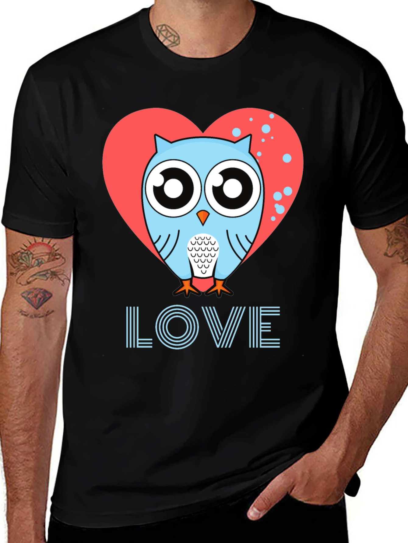 Variant 6 of Owl Love Graphic Tee - Cute Cartoon Heart Design T-Shirt