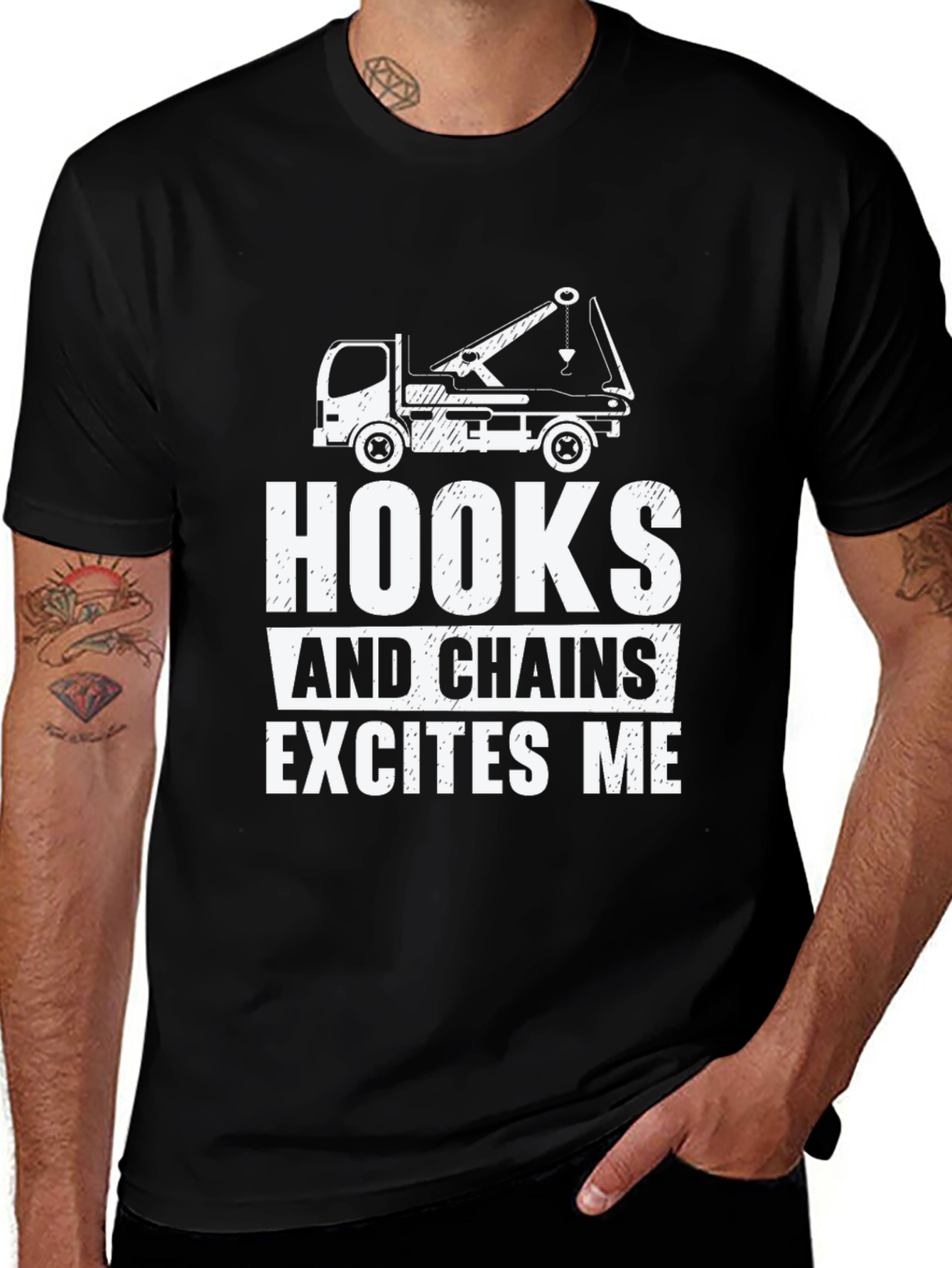 Variant 5 of Hooks and Chains T-Shirt - Funny Tow Truck Driver Tee