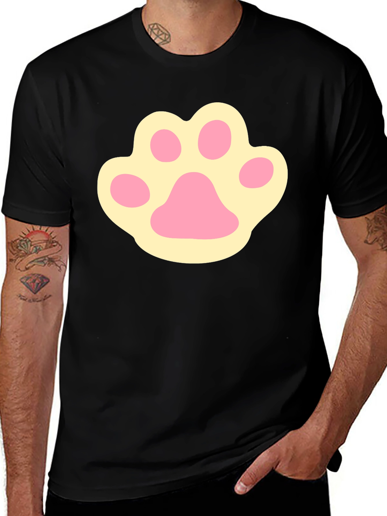 Variant 28 of Cute Paw Print Graphic Tee - Unisex Black T-Shirt