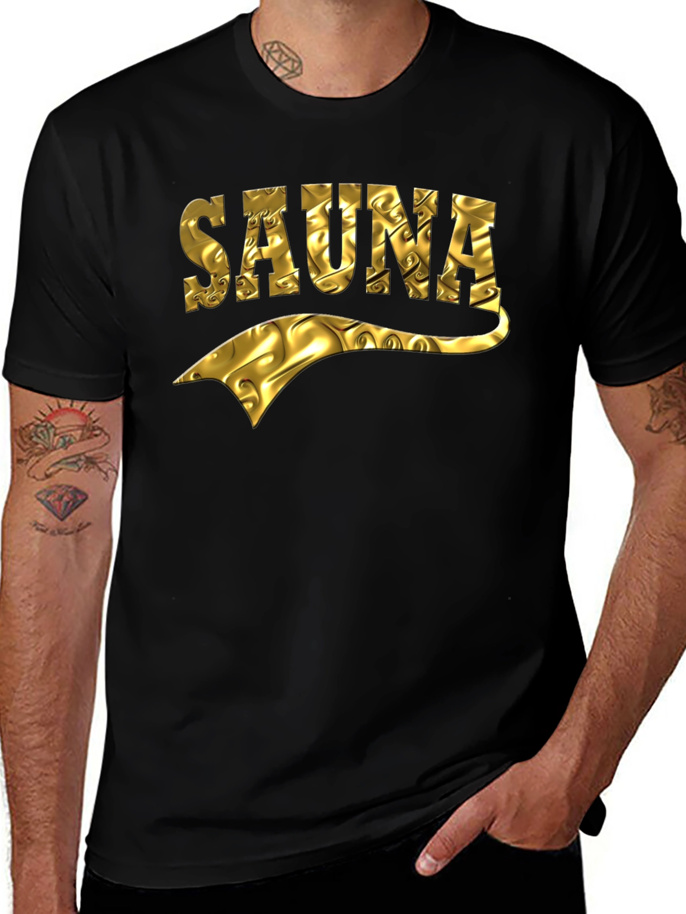Variant 26 of Sauna Graphic T-Shirt - Unique Gold Design