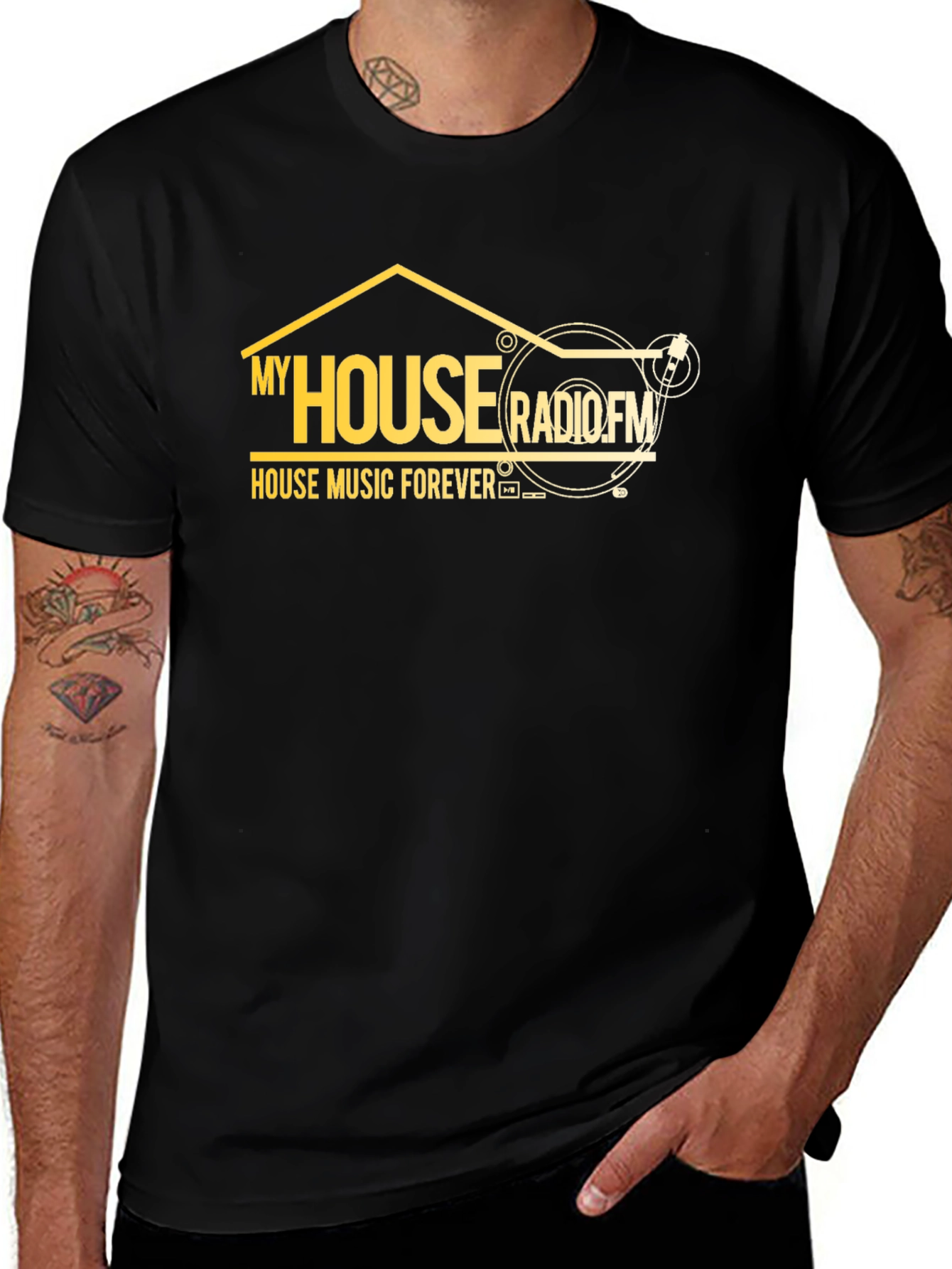 Variant 19 of My House Radio FM Black T-Shirt House Music Forever