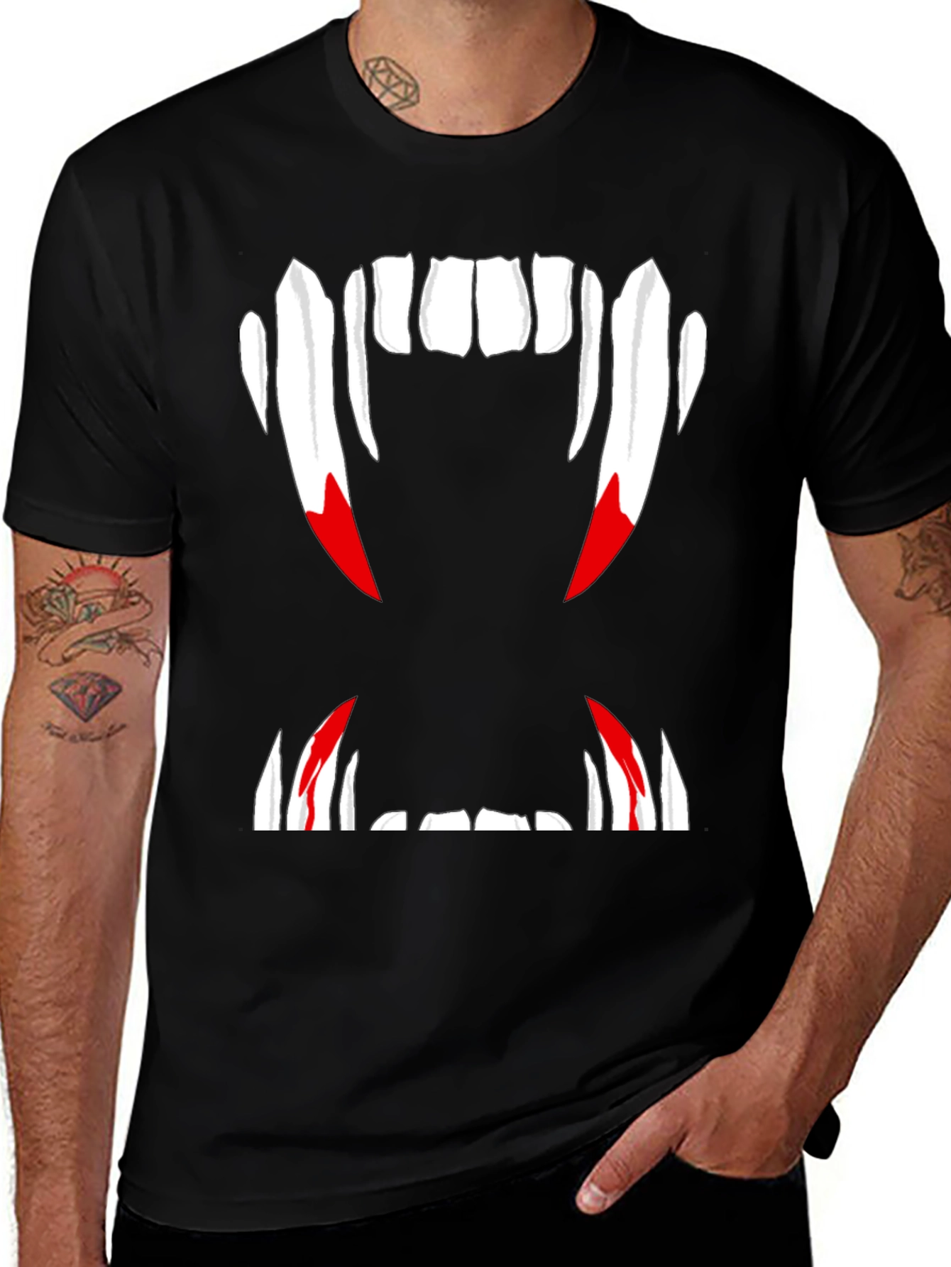Variant 16 of Vampire Teeth Graphic Tee - Spooky Halloween Shirt