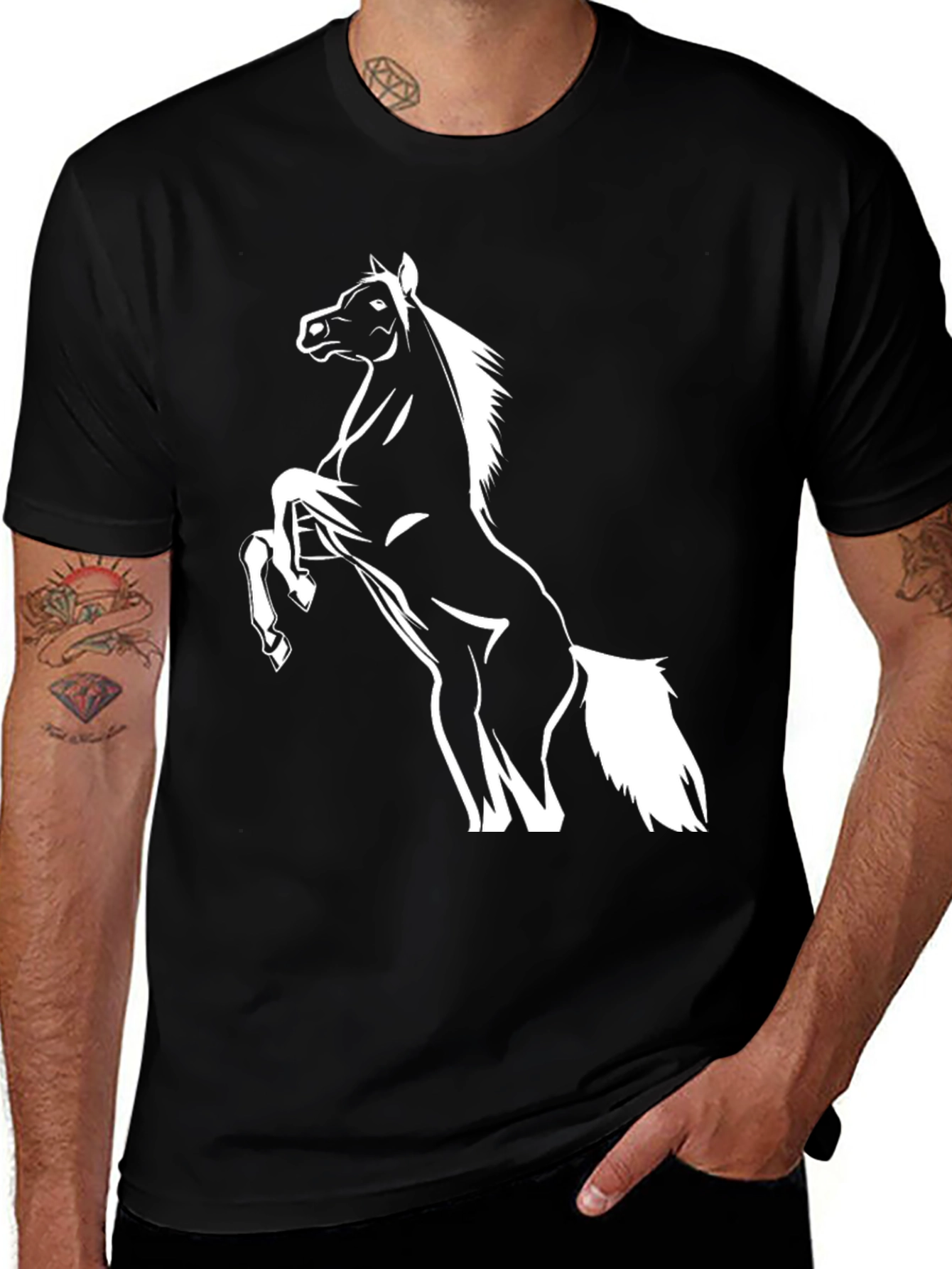 Variant 8 of Horse Graphic Tee - Black Cotton Blend