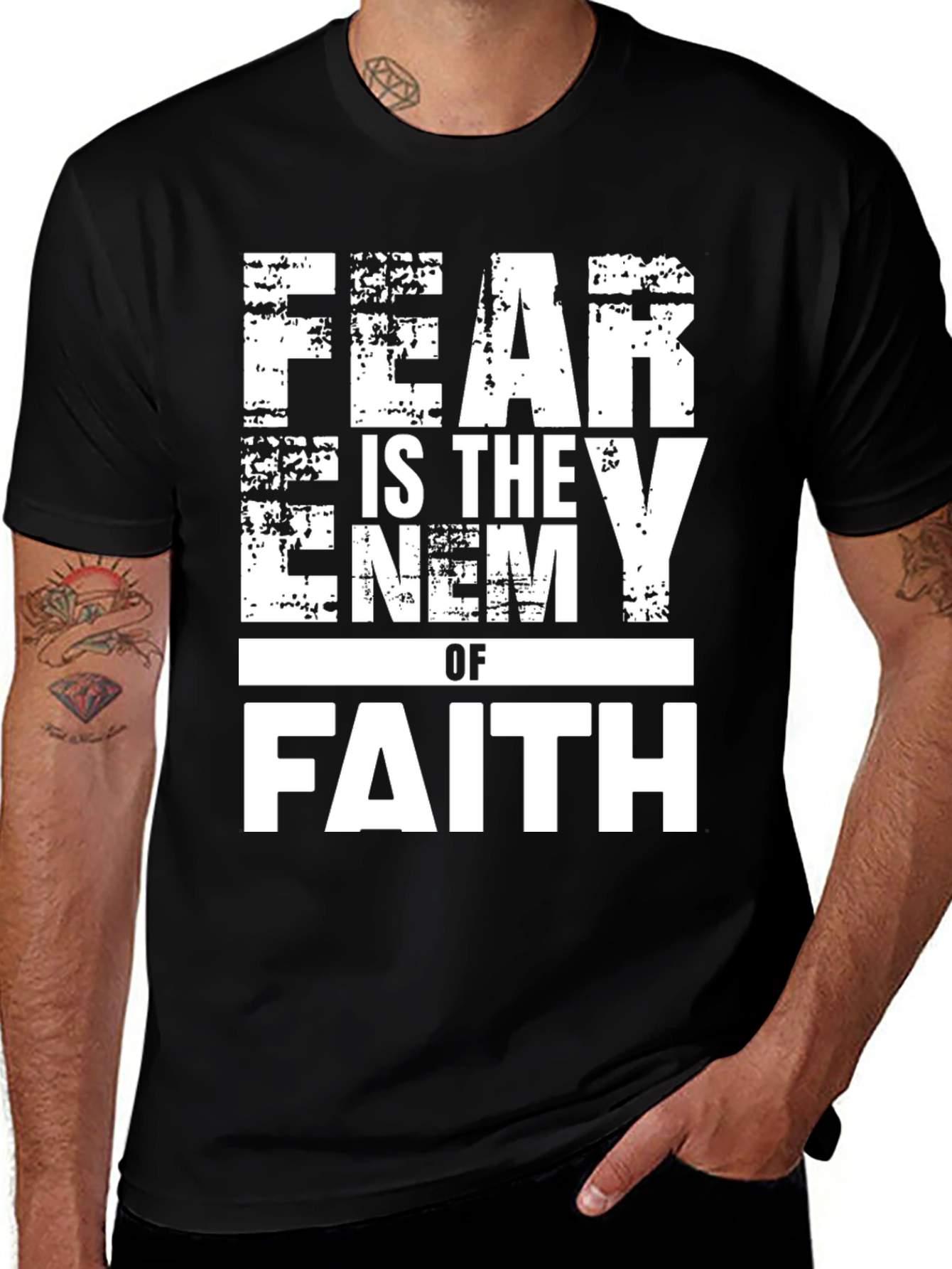 Variant 18 of Fear is the Enemy Faith Black Graphic T-Shirt