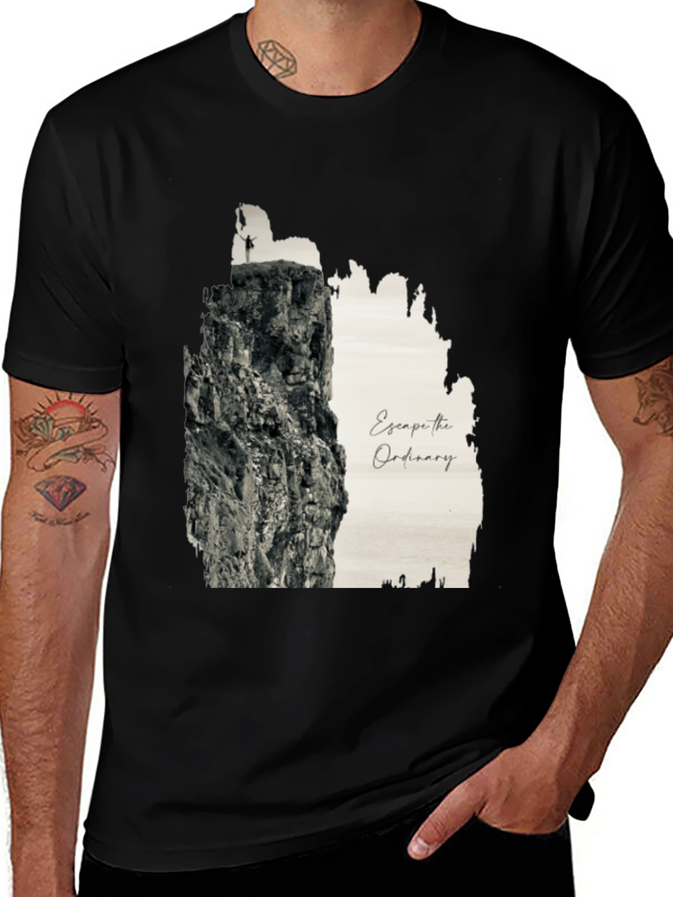 Variant 18 of Escape the Ordinary Black Graphic Tee