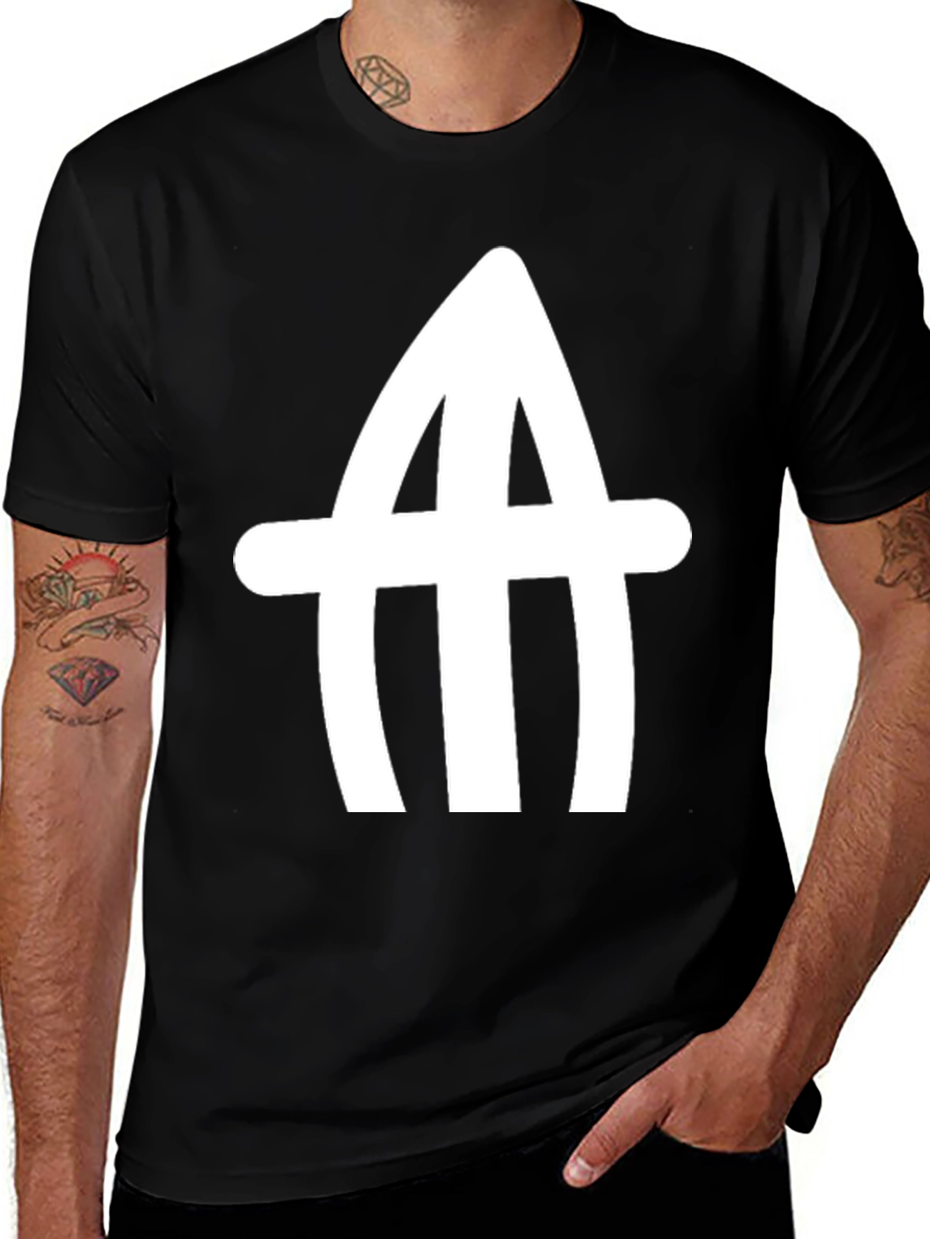 Variant 9 of Abstract White Logo Black T-Shirt