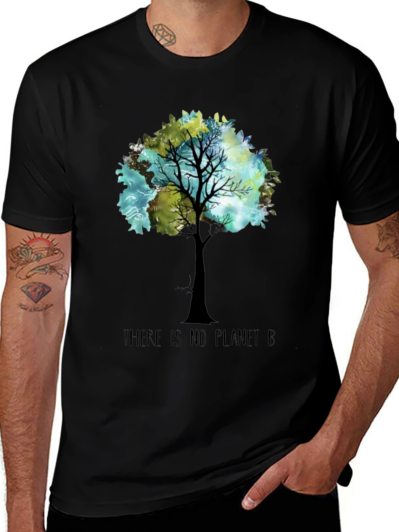 Variant 23 of Eco-Friendly "No Planet B" Tree Graphic T-Shirt