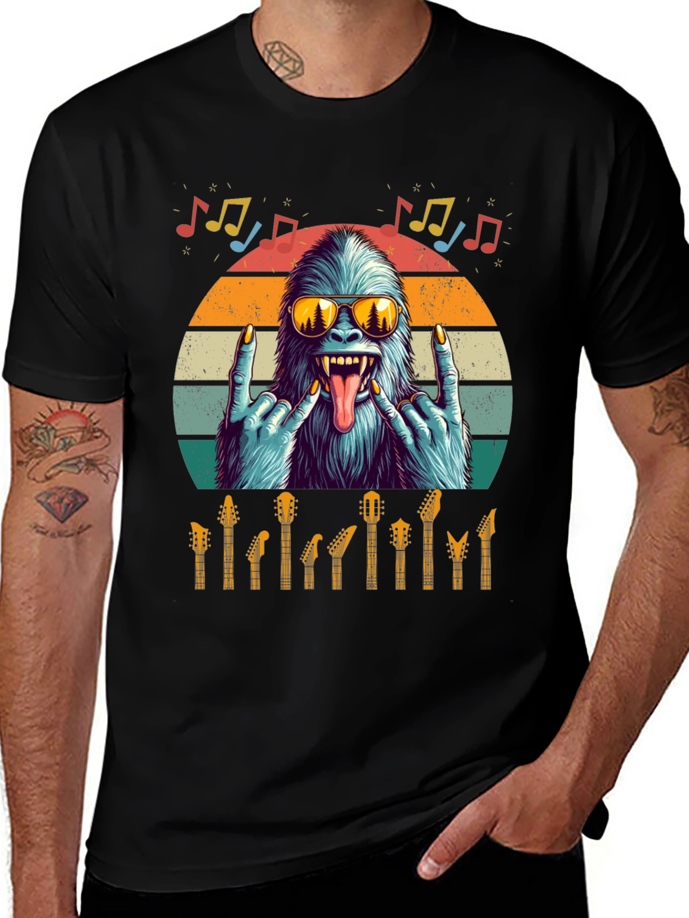 Variant 15 of Rockin' Yeti Guitar Lover T-Shirt