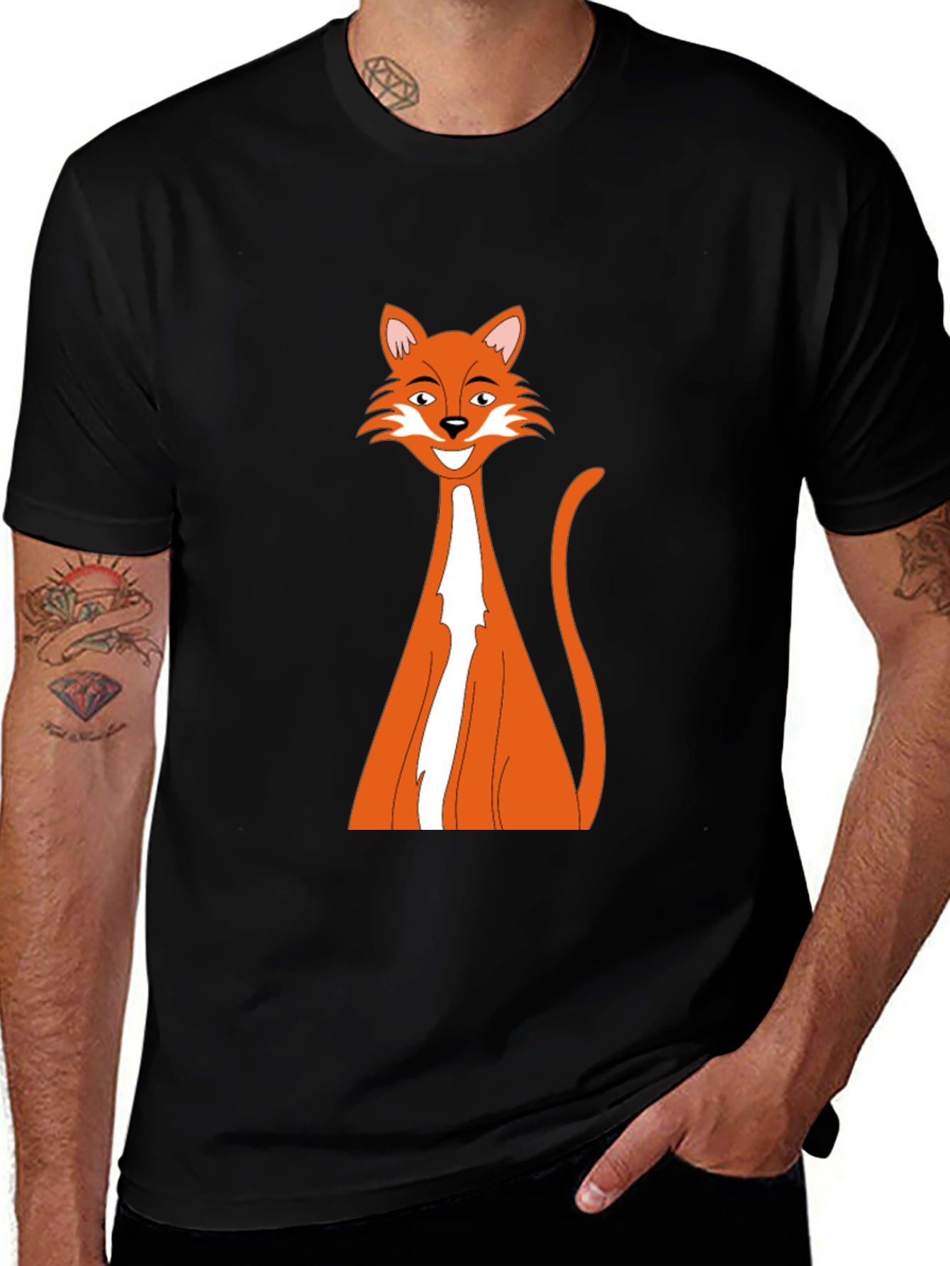 Variant 22 of Black T-Shirt with Cartoon Fox Design