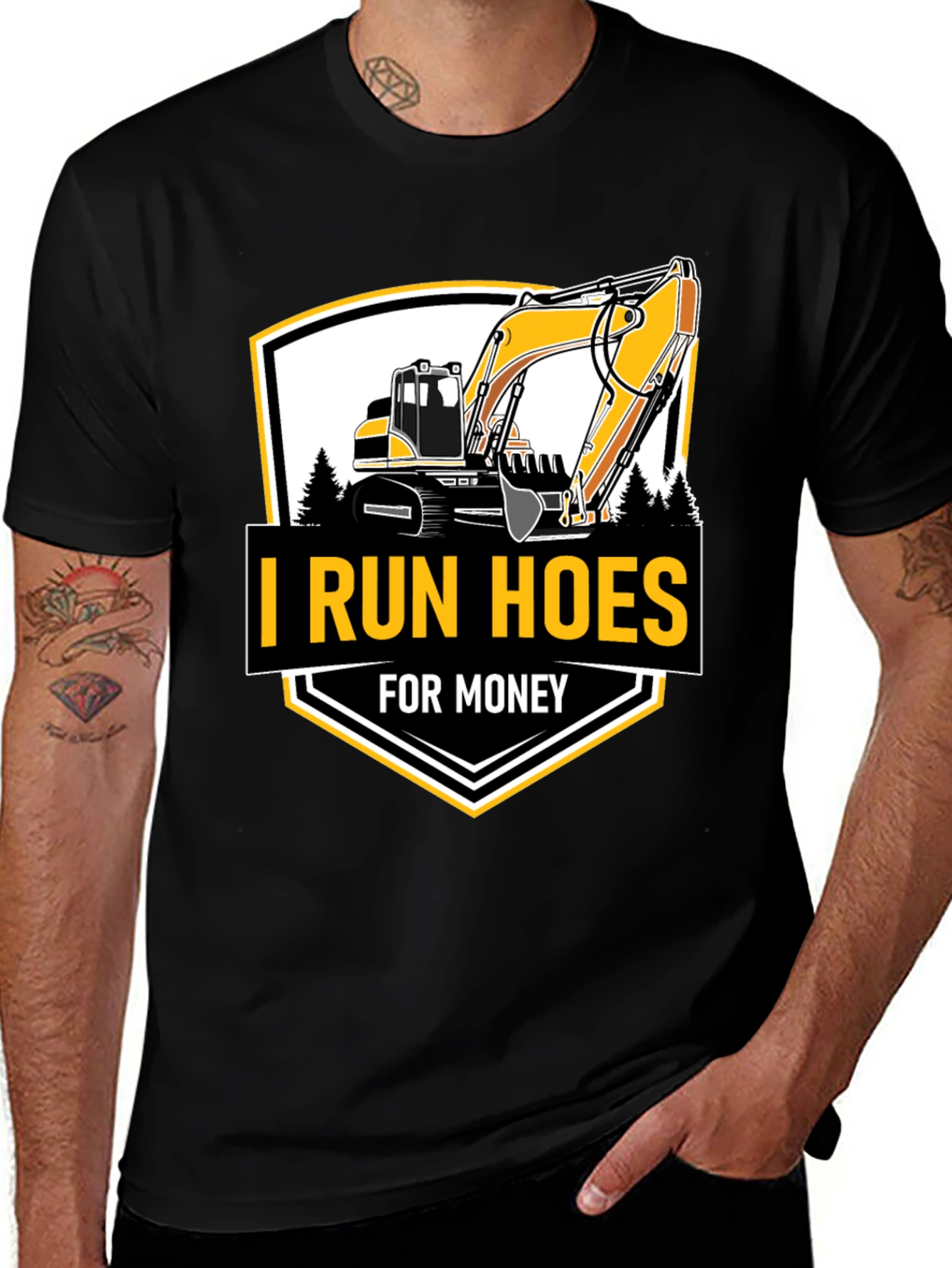 Variant 4 of I Run Hoes For Money Excavator Graphic T-Shirt