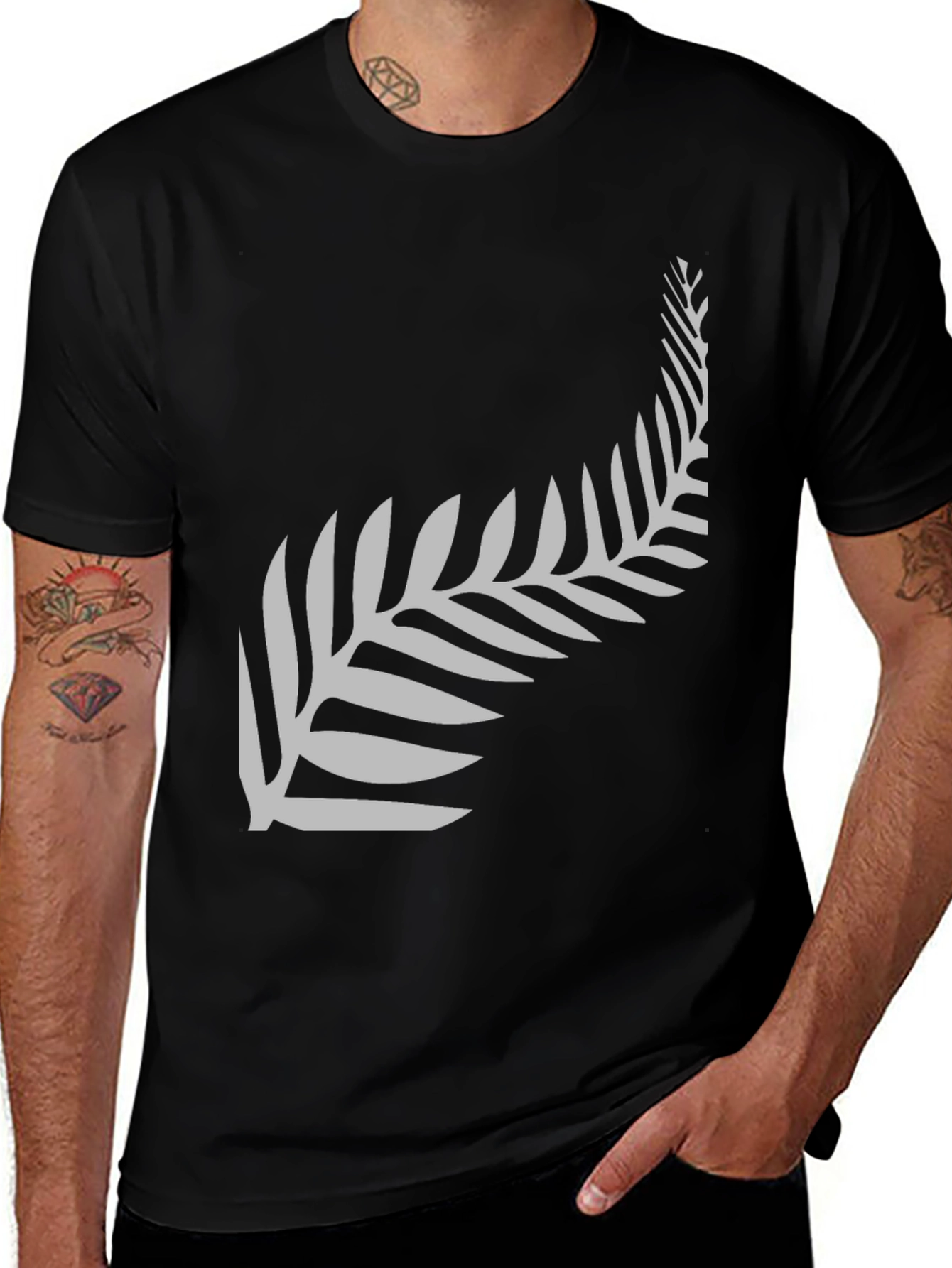 Variant 6 of Silver Fern Graphic Black T-Shirt