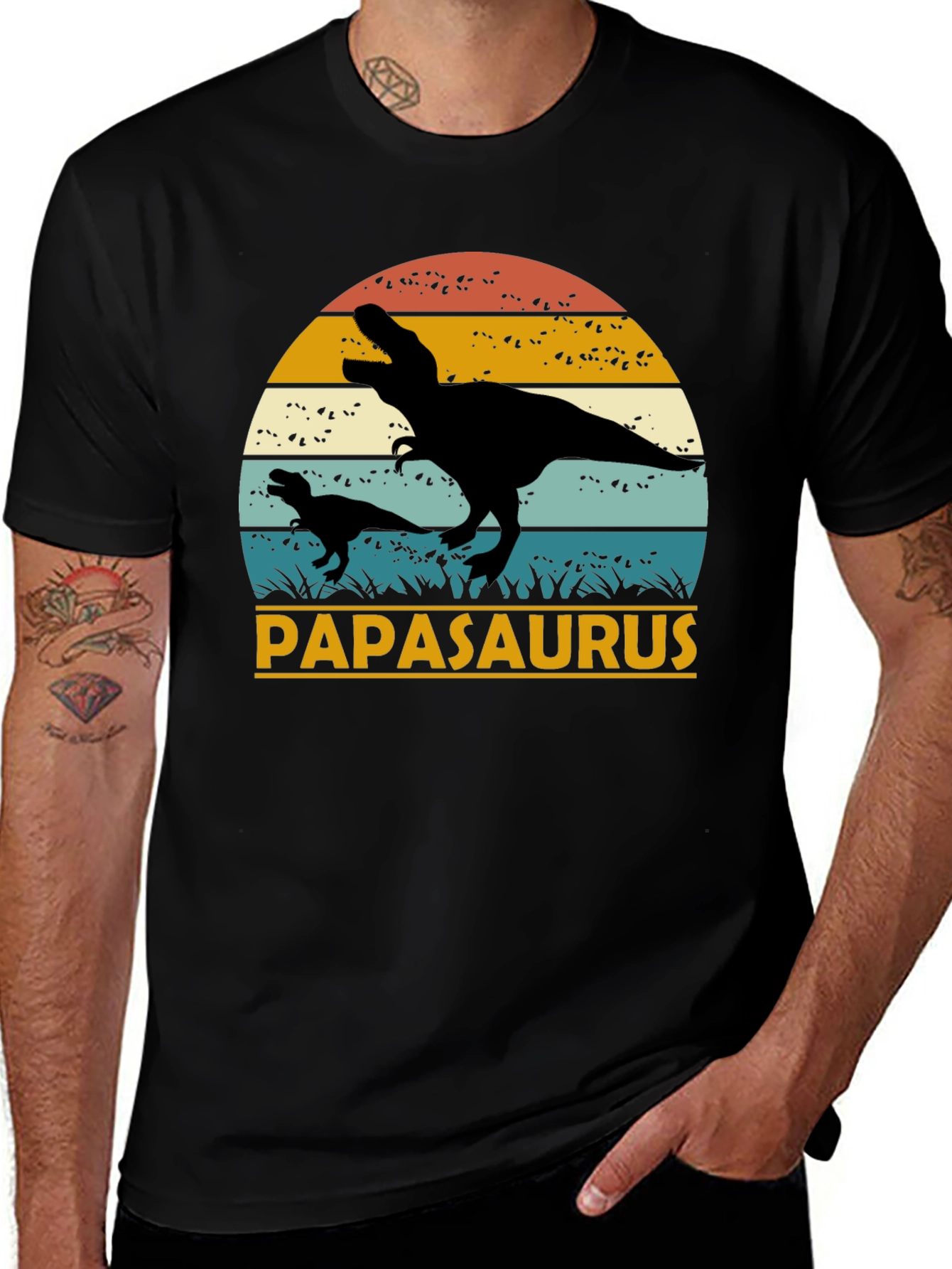 Papasaurus T-Shirt - Retro Dinosaur Dad Tee