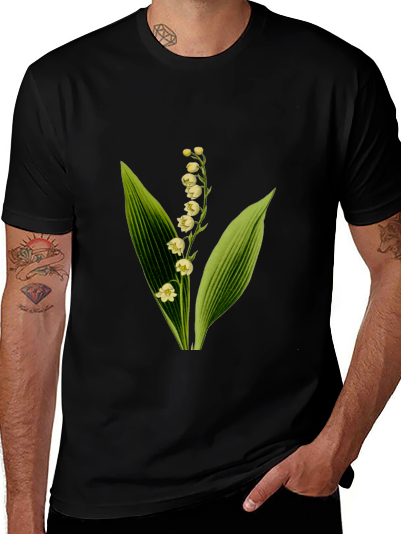 Variant 30 of Lily of the Valley Graphic Tee - Botanical Design