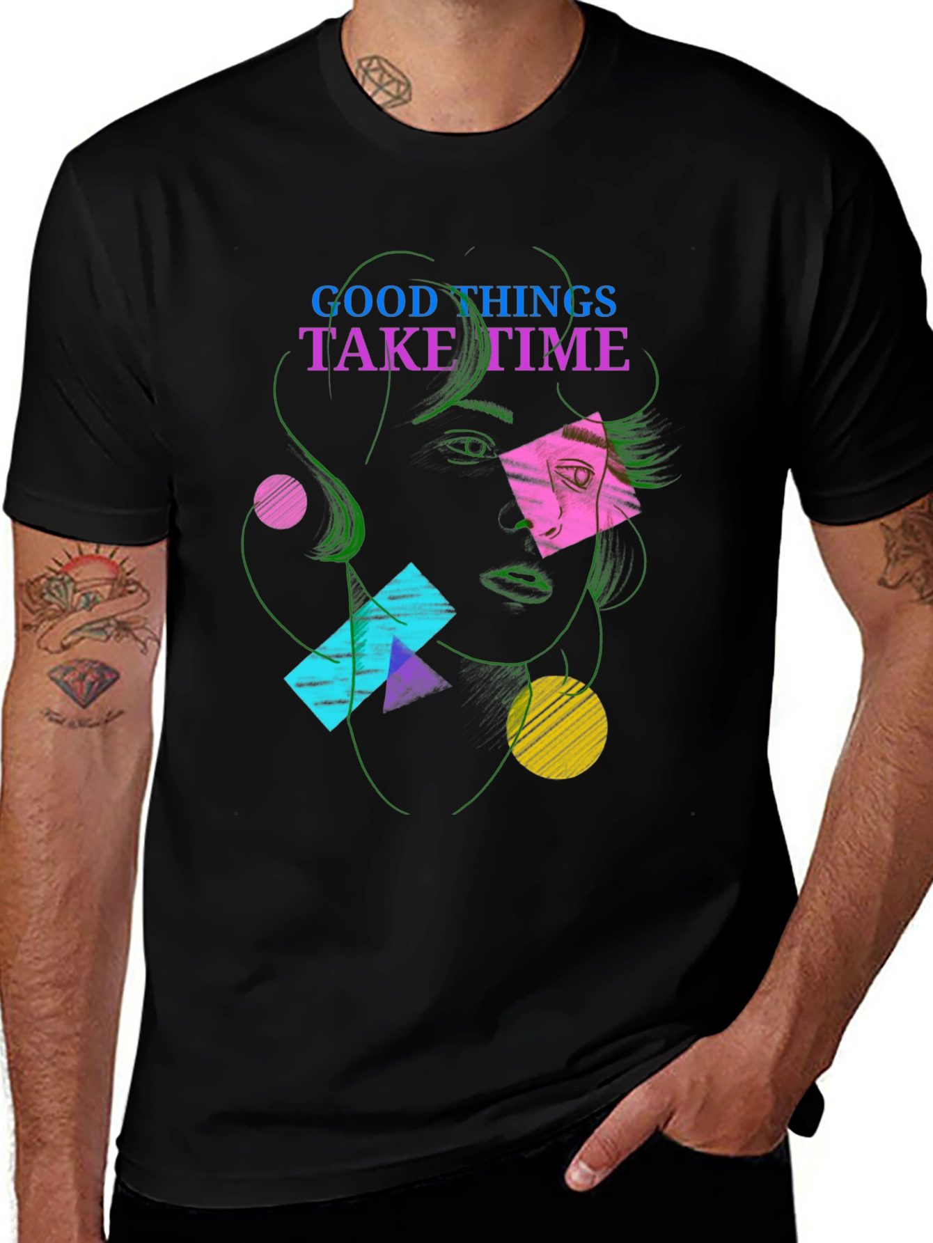 Variant 15 of Abstract Face Graphic Tee - Good Things Take Time