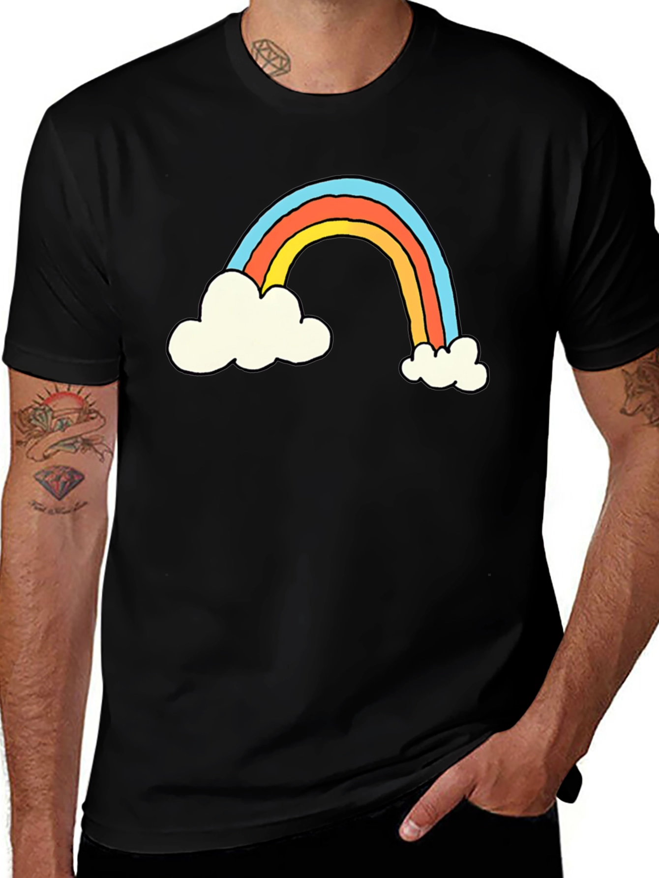 Variant 21 of Rainbow Cloud Graphic T-Shirt - Black