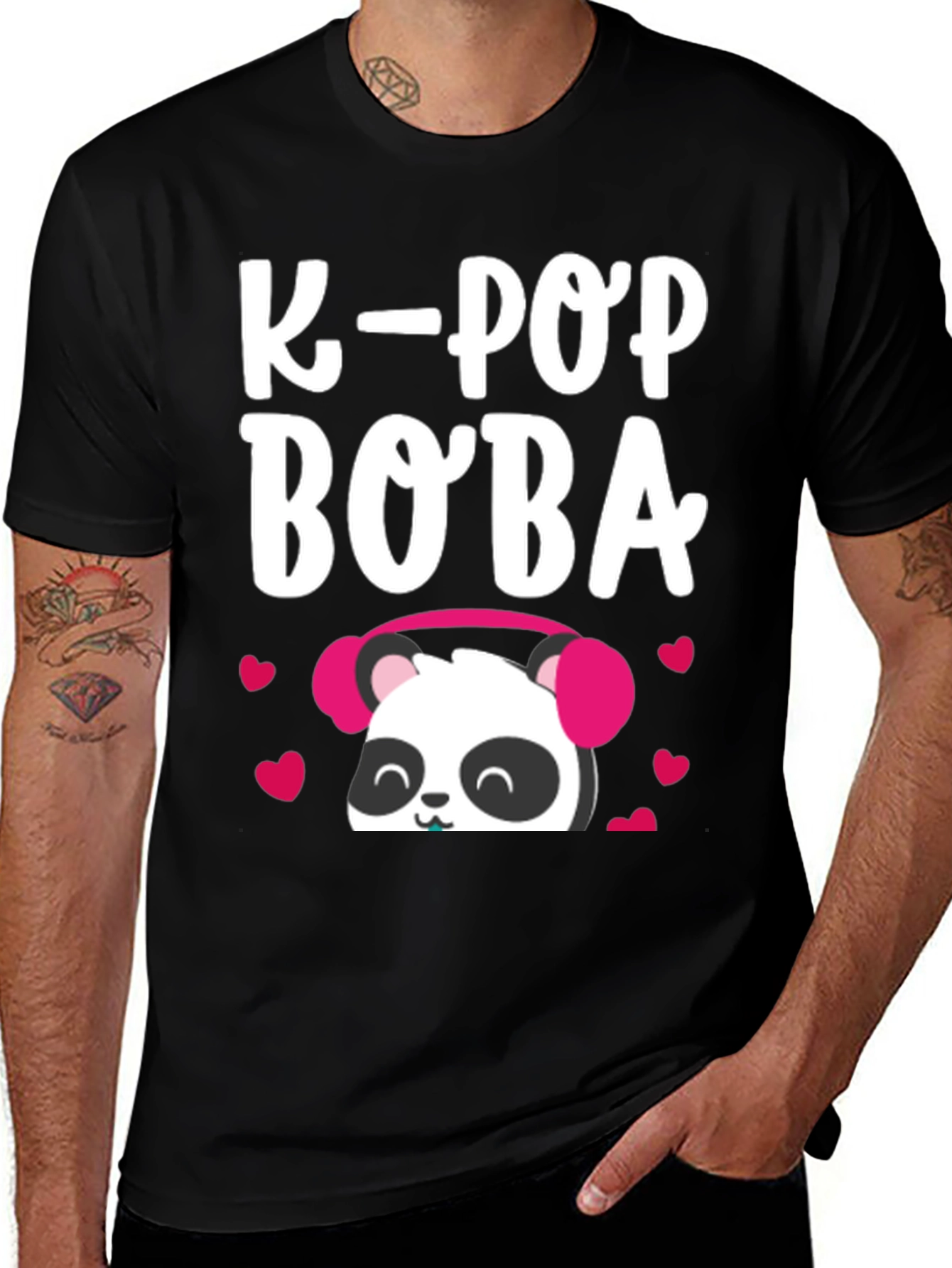 Variant 27 of K-Pop Boba Panda Headphones Graphic T-Shirt