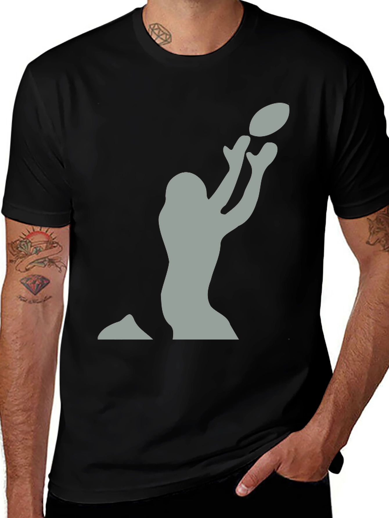 Variant 13 of Football Player Catching T-Shirt