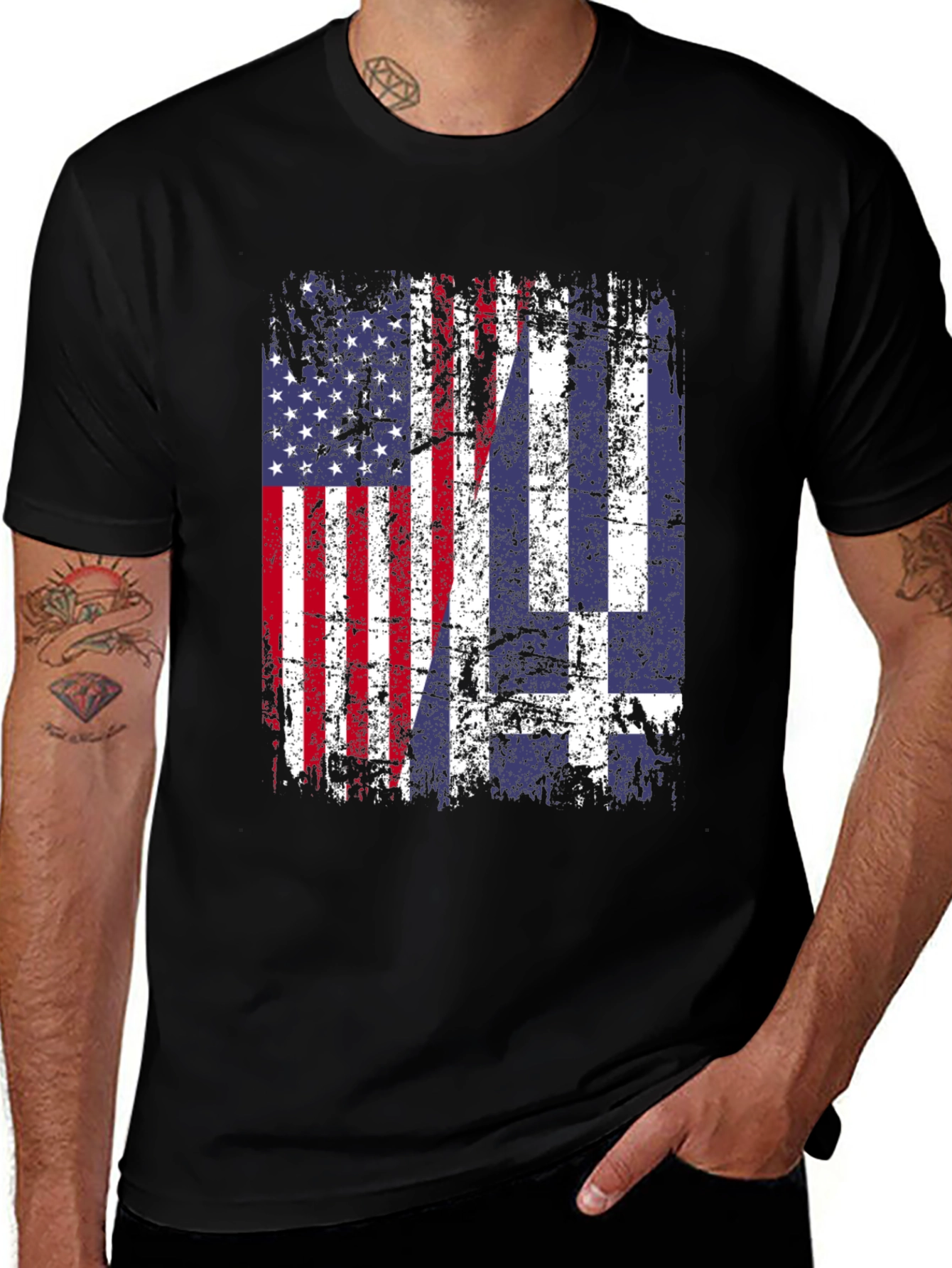 Black USA & Greece Flag T-Shirt main image