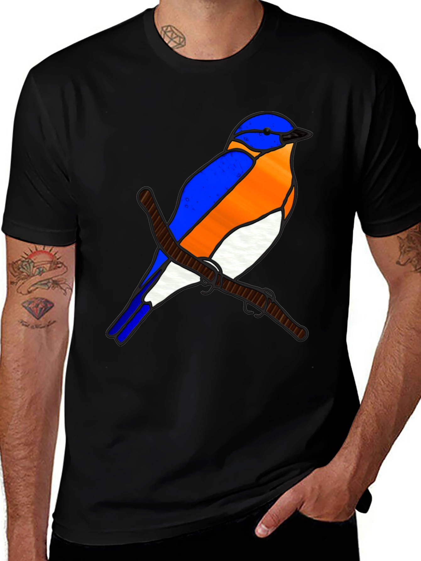 Variant 3 of Bluebird on Branch Graphic Tee - Black