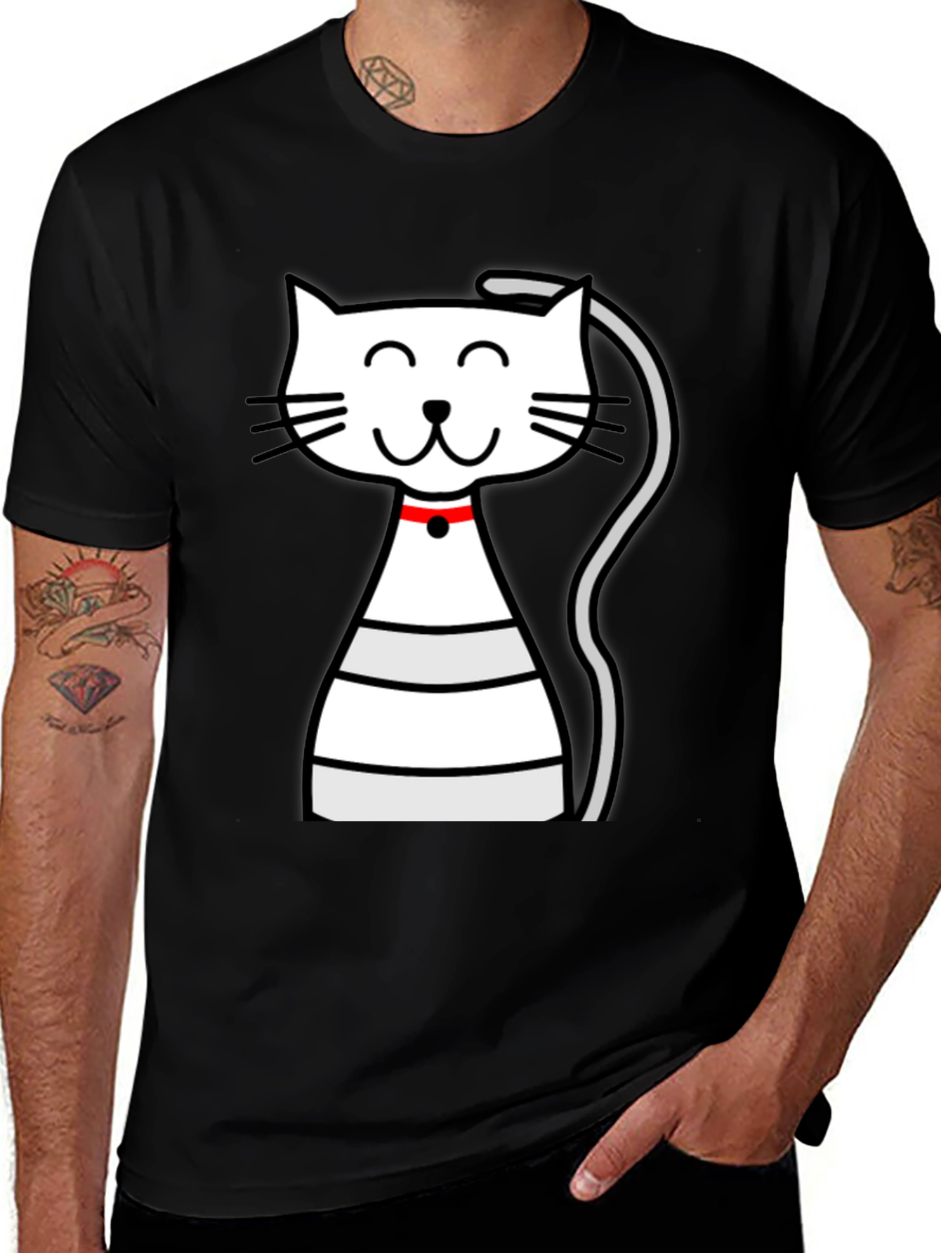 Variant 6 of Cute Cat Graphic Tee - Black T-Shirt