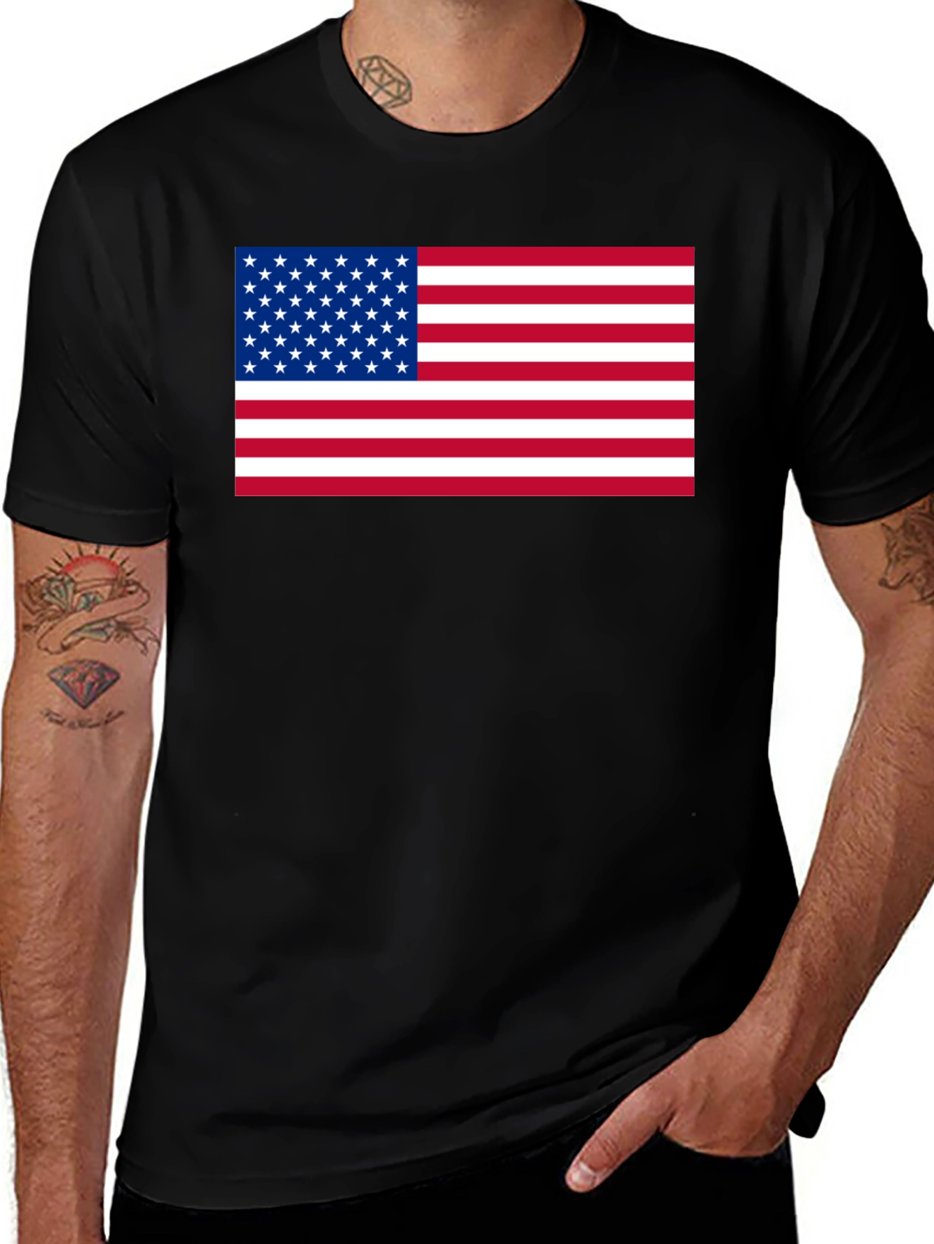 Variant 24 of USA Flag Graphic Black T-Shirt