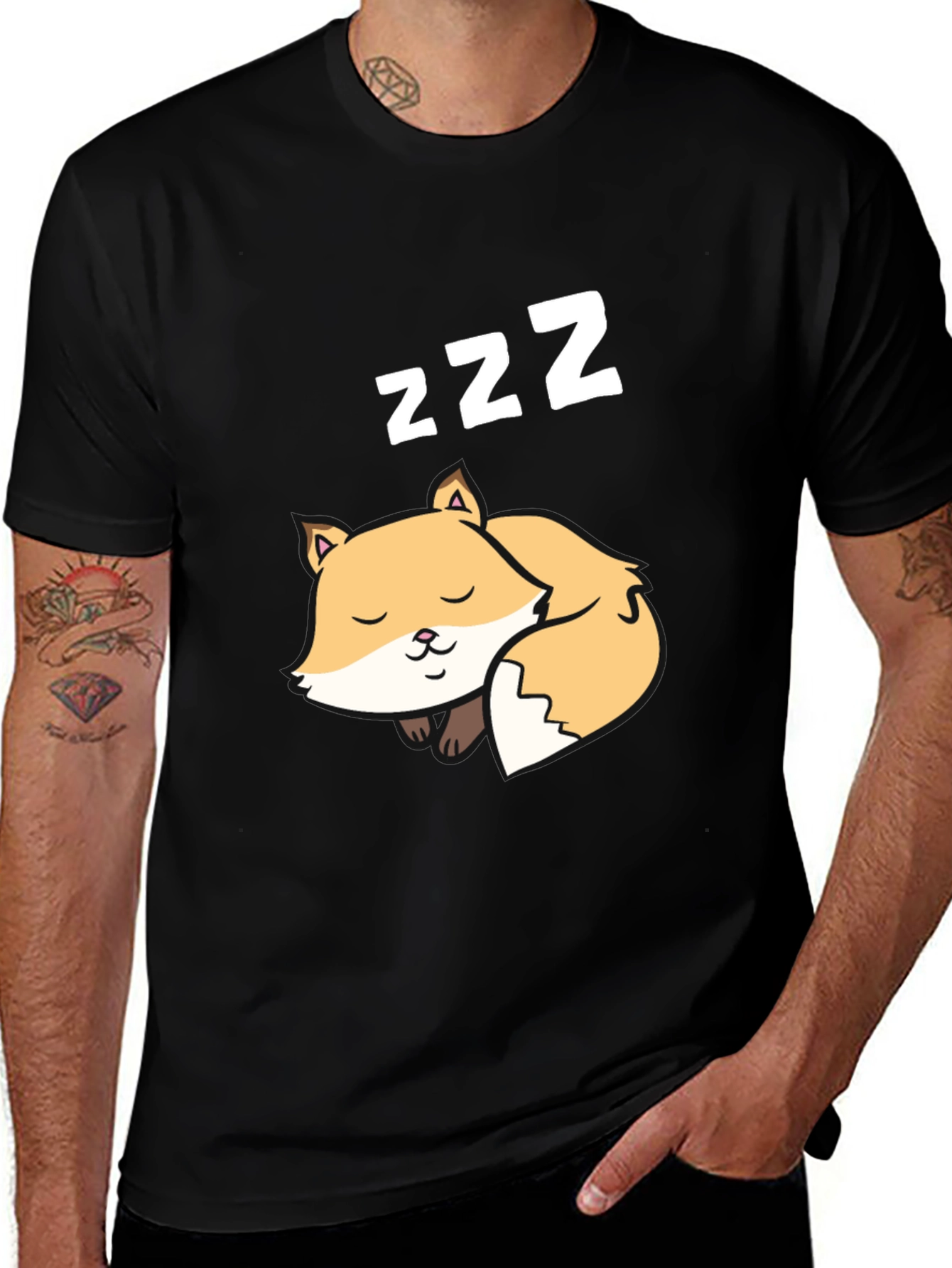 Variant 2 of Sleeping Fox T-Shirt - Cute Cartoon Design