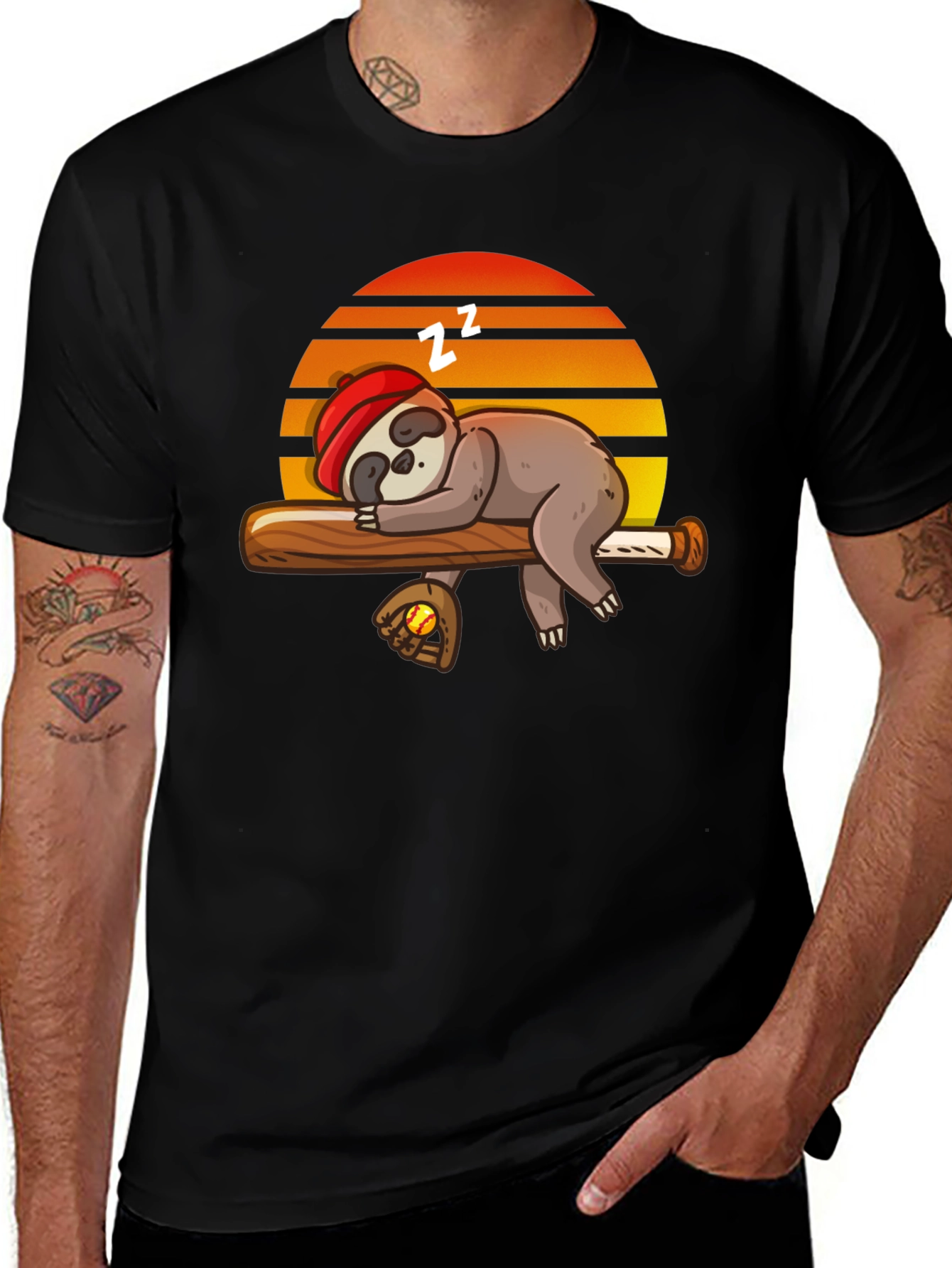 Variant 21 of Sleeping Sloth Baseball T-Shirt