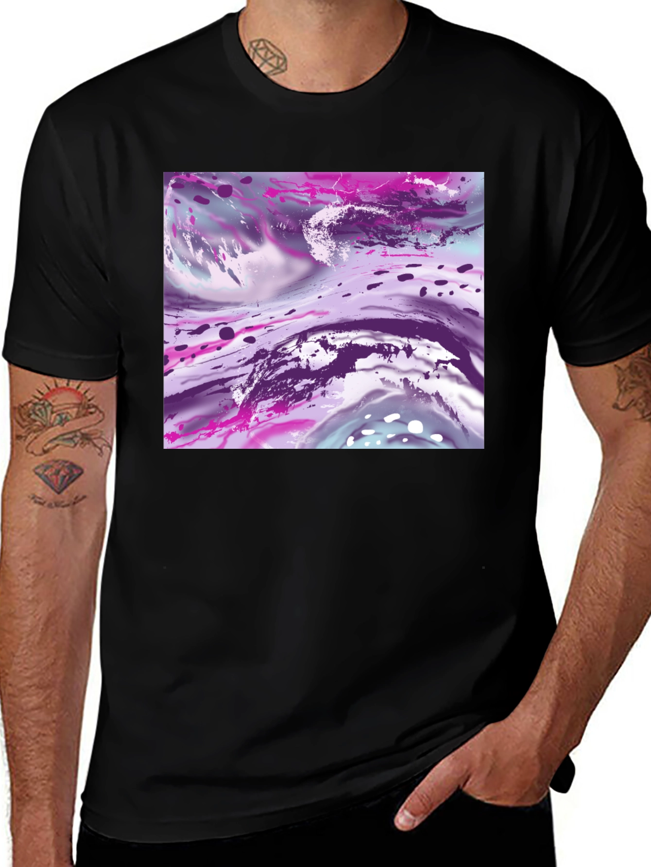 Variant 5 of Abstract Art Print Black T-Shirt
