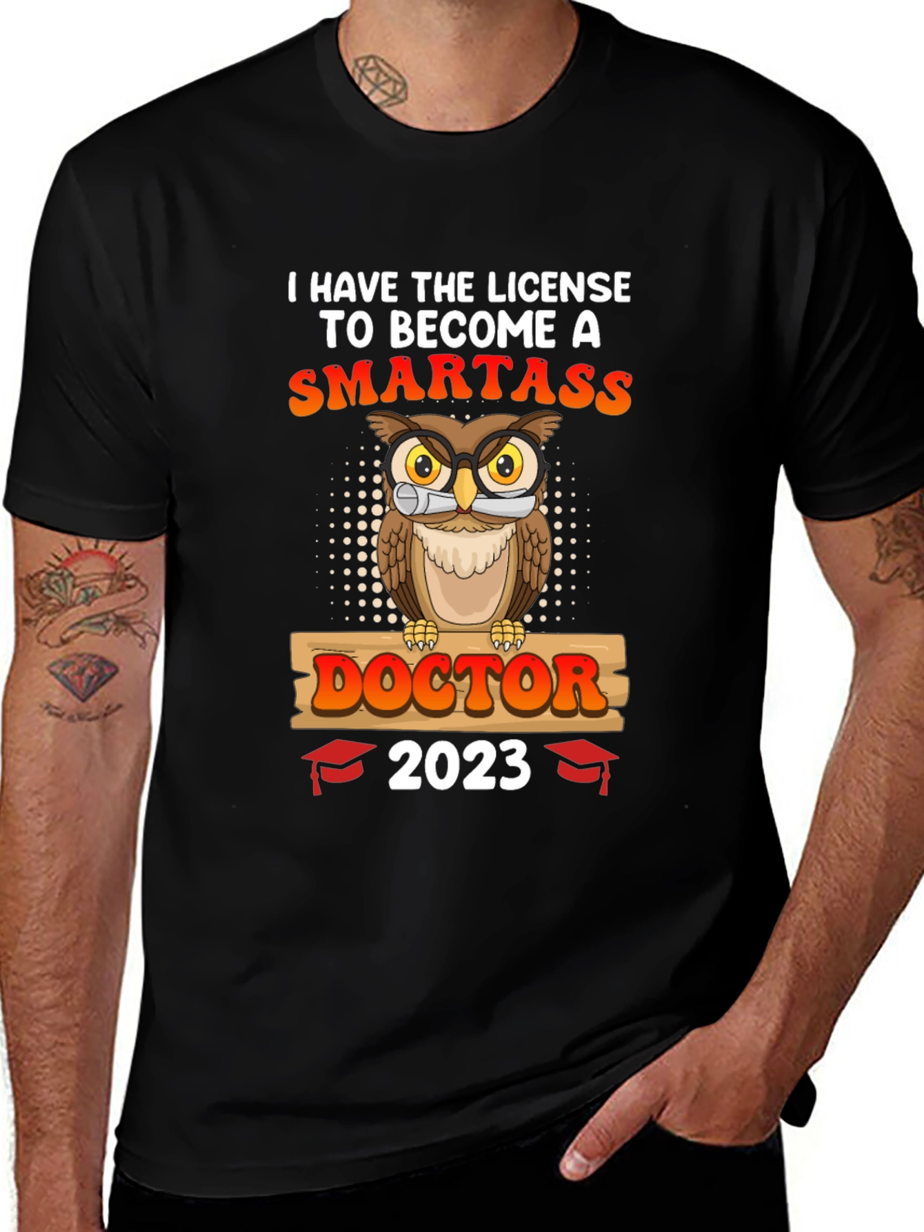 Variant 2 of Smartass Doctor 2023 Graduation Owl T-Shirt
