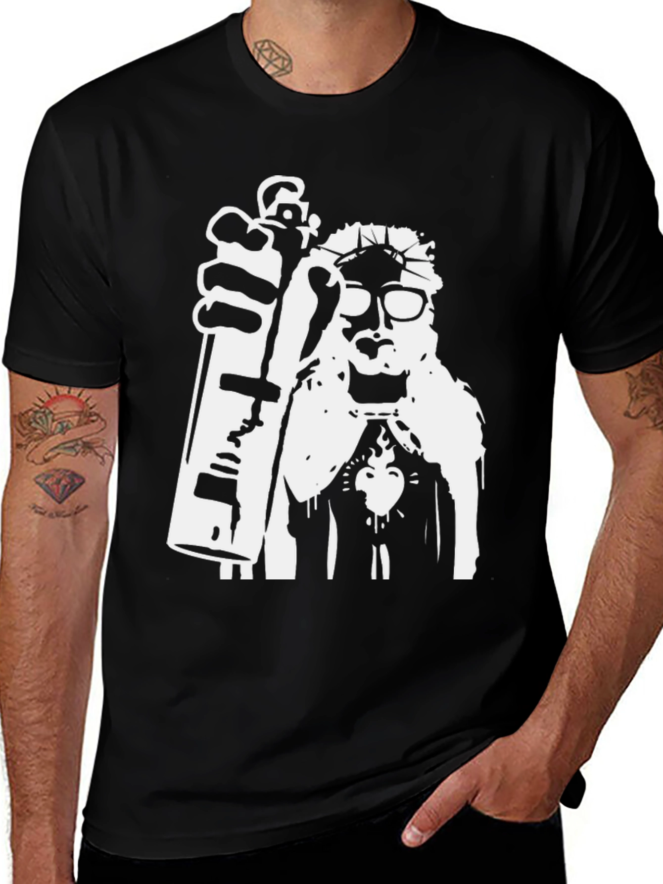 Variant 11 of Street Art Style Graphic Print Black T-Shirt