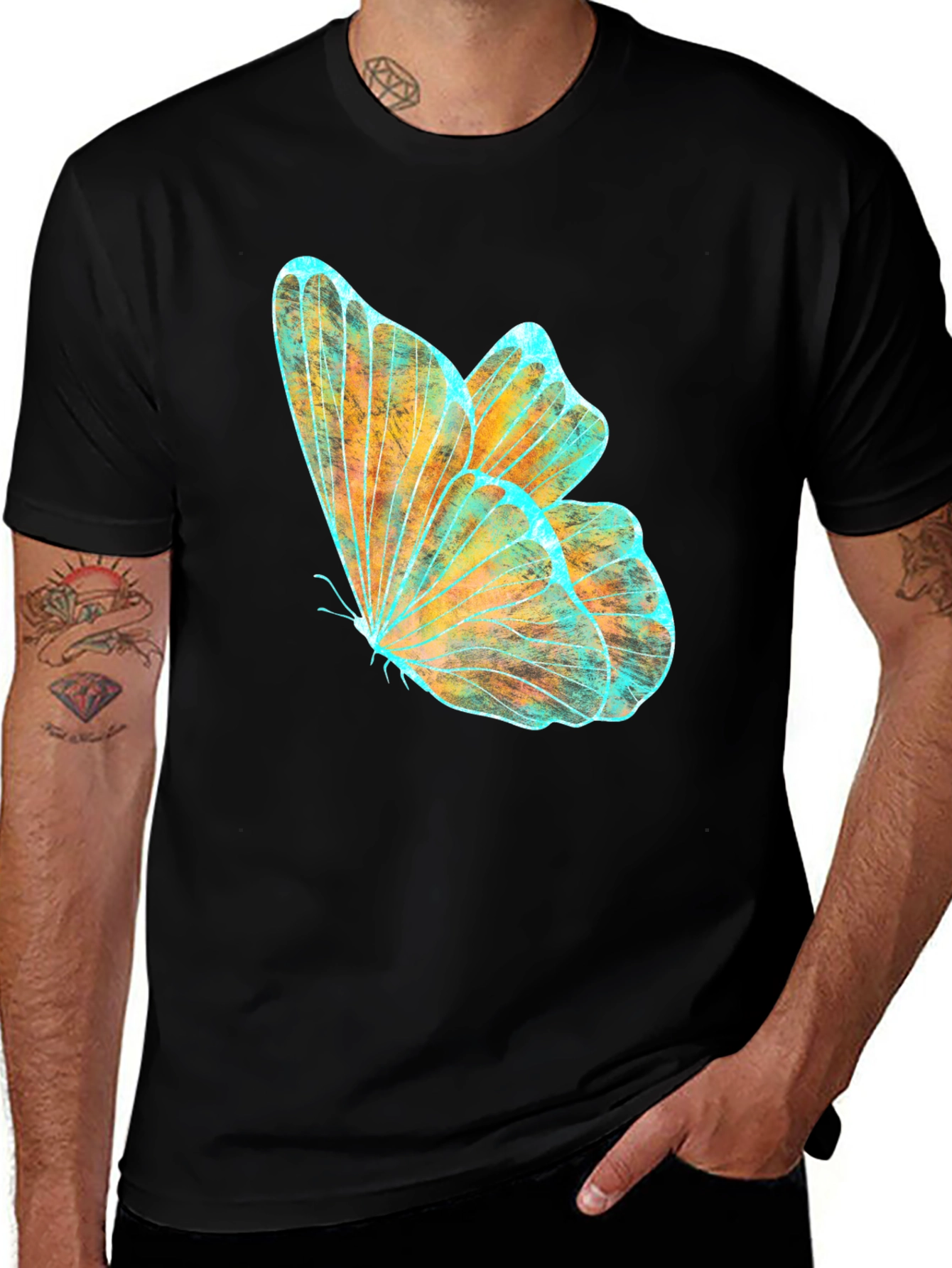 Variant 22 of Butterfly Graphic Black T-Shirt