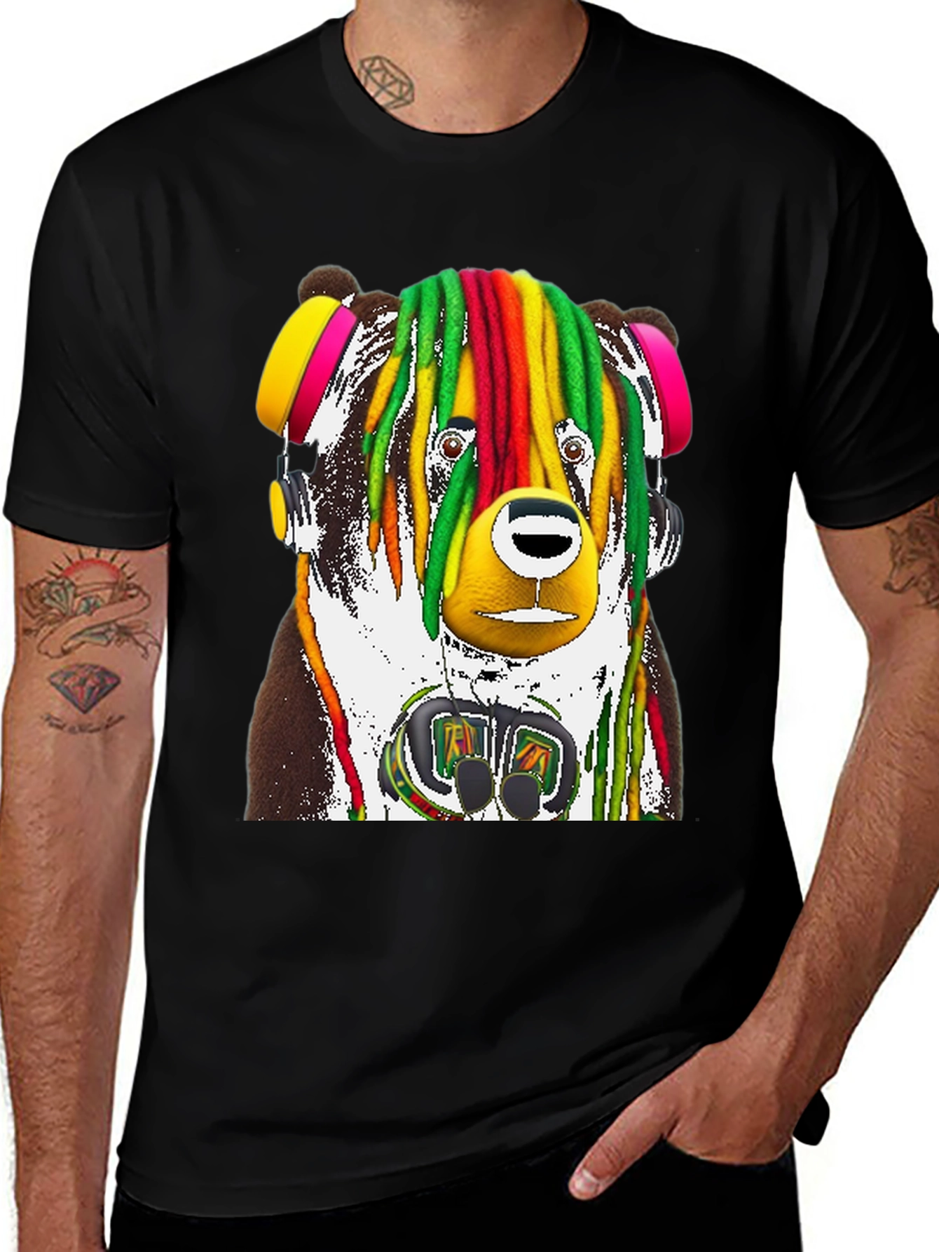 Variant 29 of Rasta Bear Graphic Tee - Unique Design