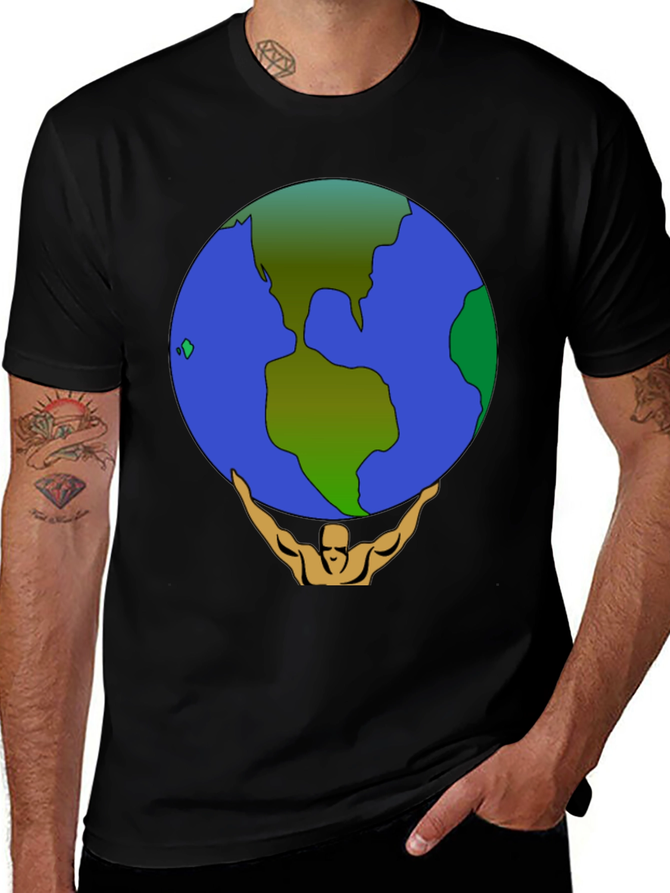 Variant 22 of Atlas Earth Graphic T-Shirt - Black