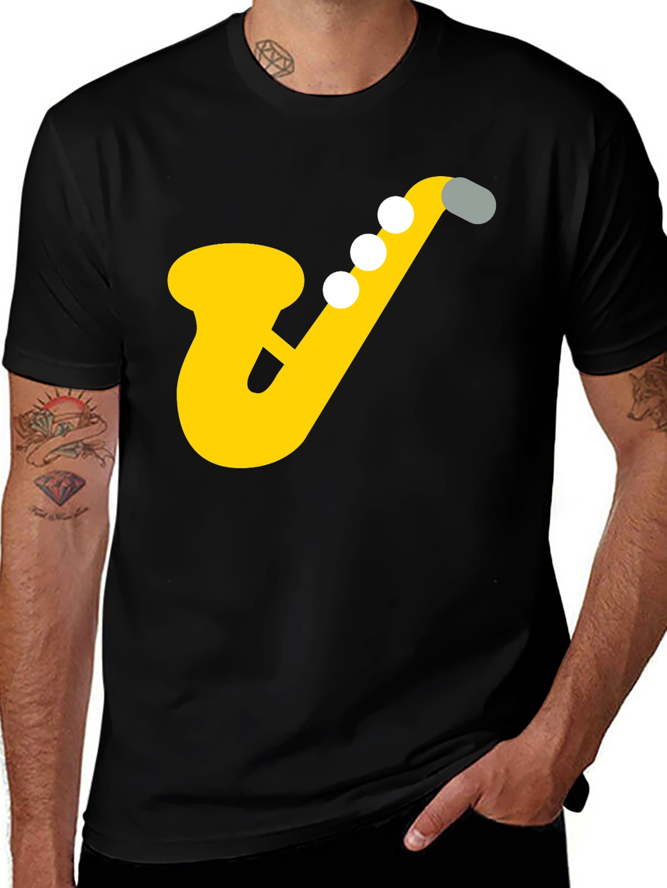 Variant 19 of Saxophone Graphic Tee - Musician's Black T-Shirt