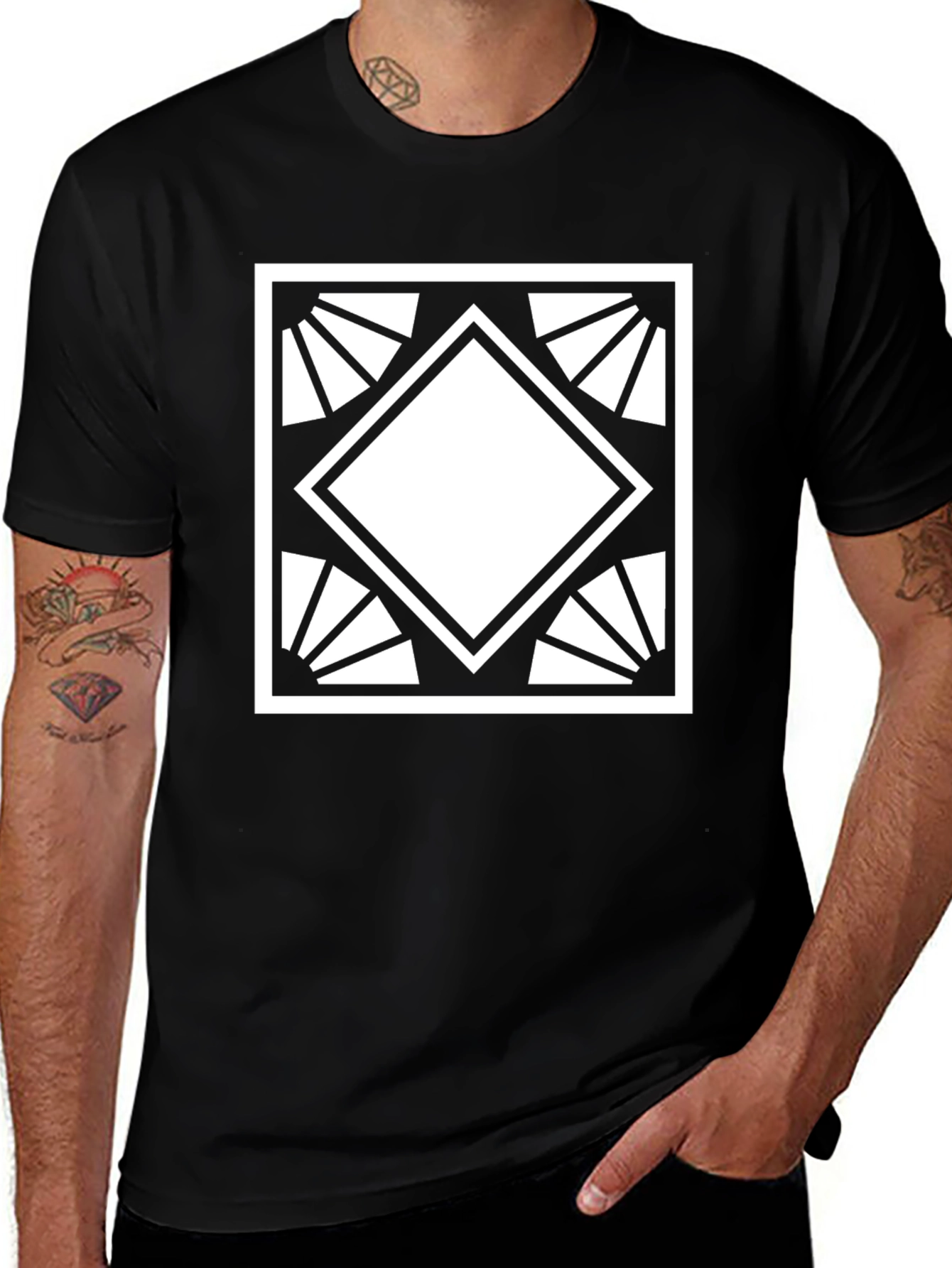 Variant 8 of Geometric Diamond Graphic Tee - Modern Style