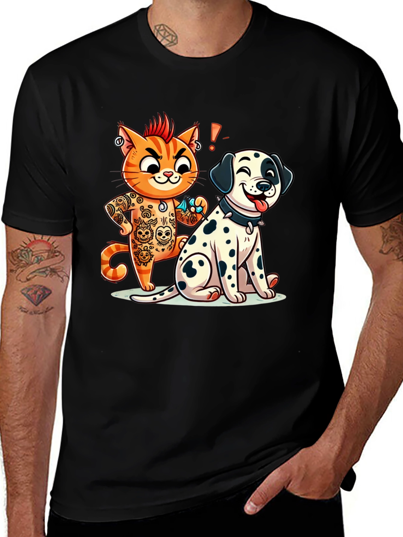 Variant 27 of Cat & Dog Tattoo Artist Graphic Tee