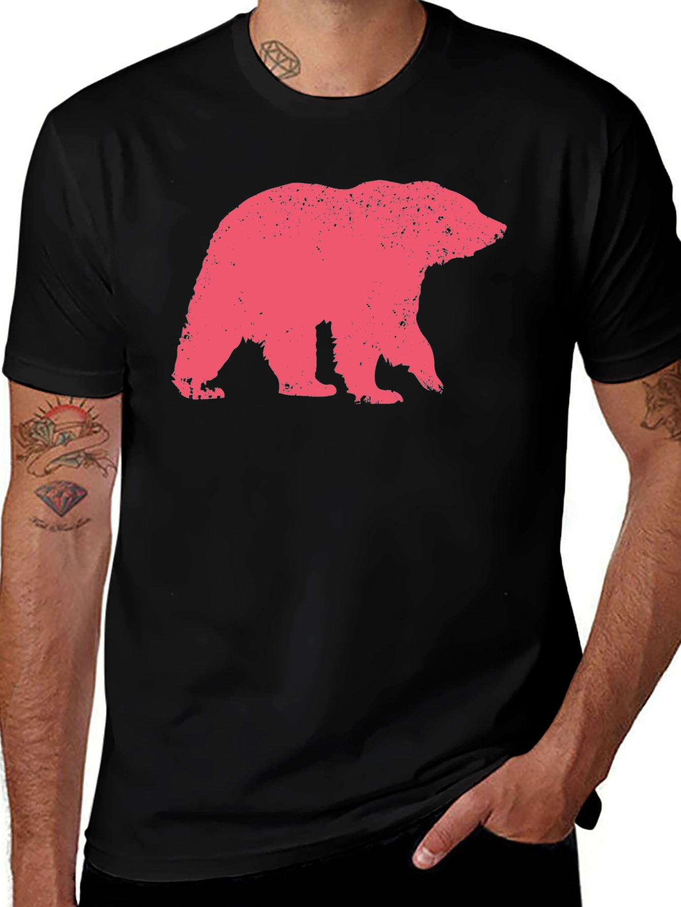 Variant 9 of Bear Graphic Print Crew Neck T-Shirt