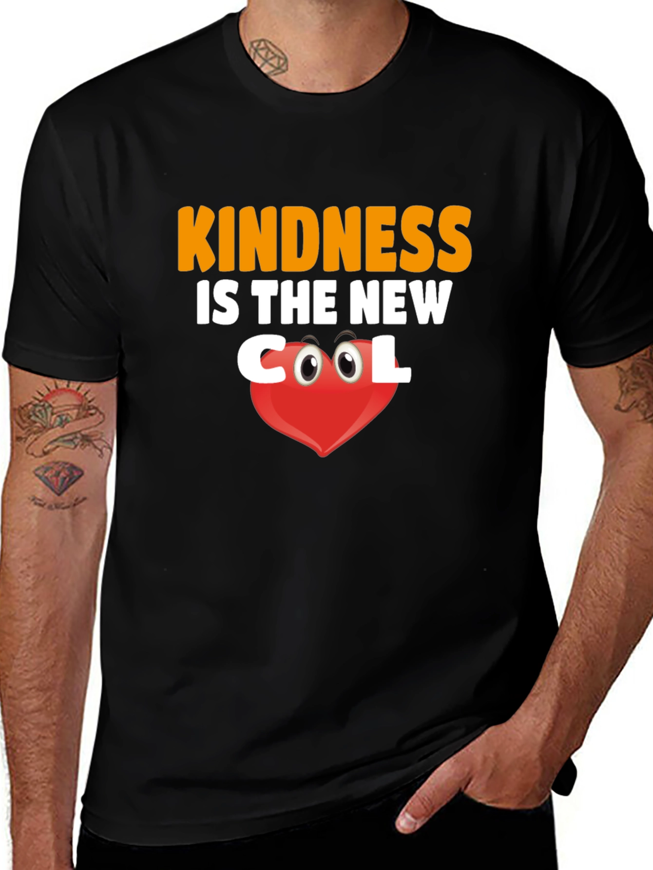 Variant 18 of Kindness is the New Cool Black Graphic Tee