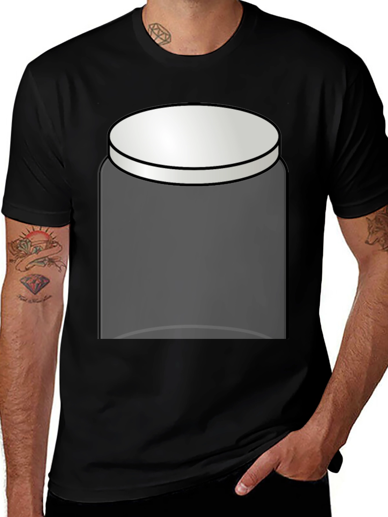 Variant 17 of Novelty Black Jar Graphic Tee - Unisex Casual Top