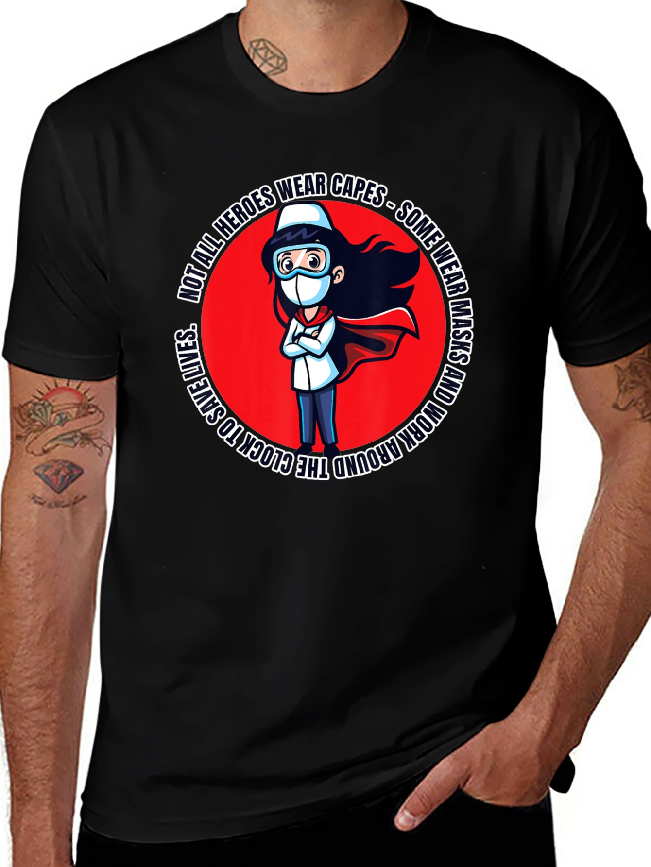Variant 2 of Heroes Wear Masks T-Shirt Nurse Graphic Tee