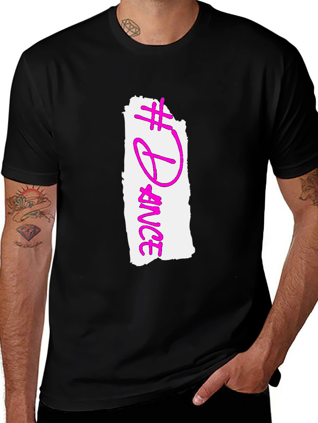Variant 14 of Dance Graphic Tee - Black Cotton Casual Top