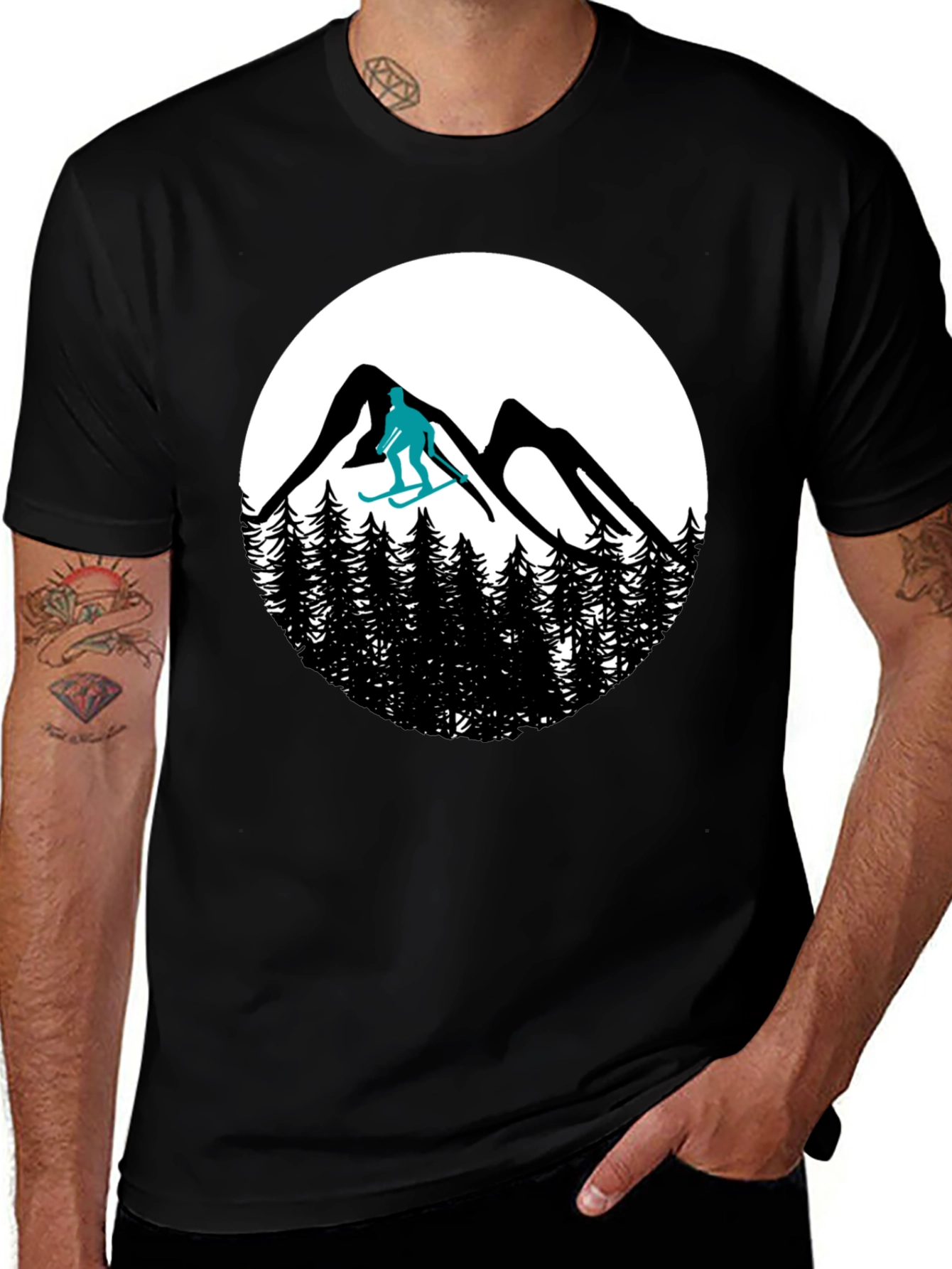 Variant 3 of Ski Mountain T-Shirt - Black Graphic Tee