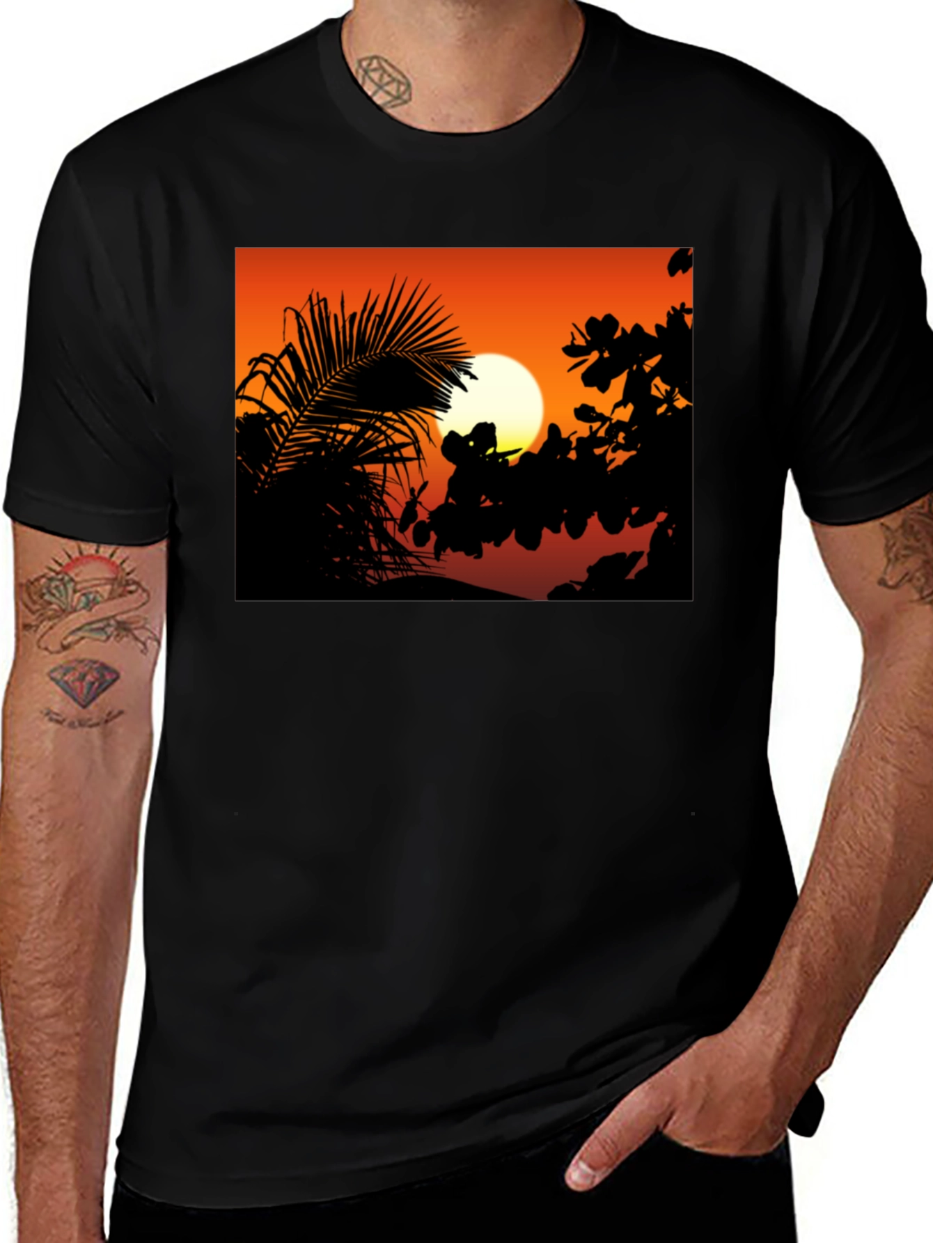 Variant 7 of Sunset Silhouette Graphic Tee - Black
