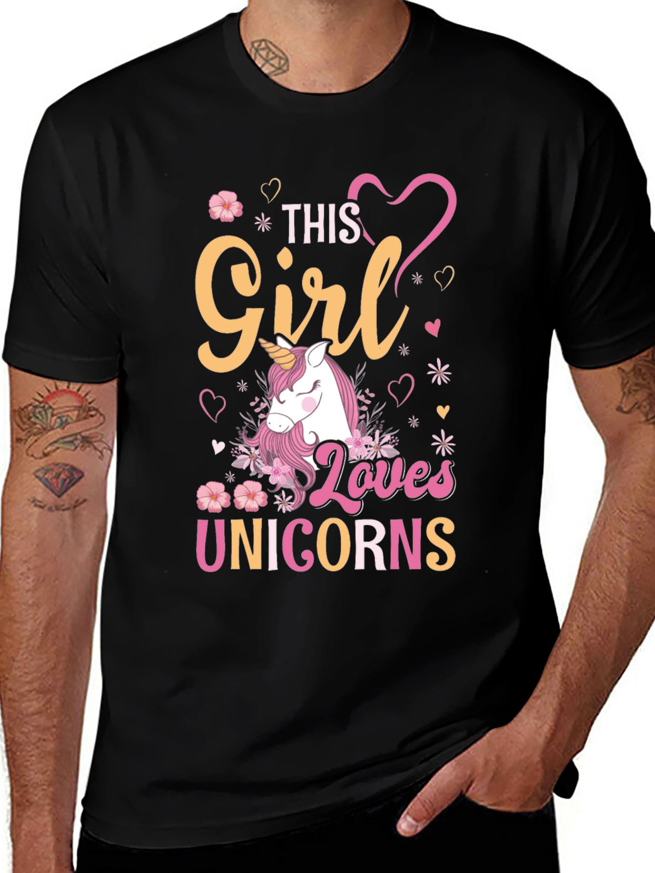 Variant 10 of Girl Loves Unicorns T-Shirt, Black