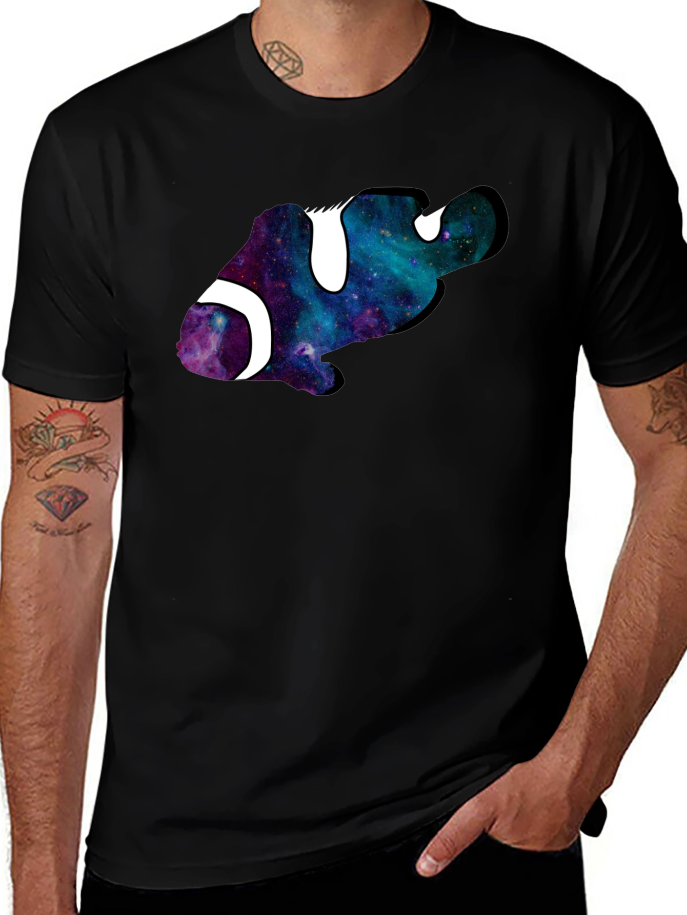 Variant 4 of Galaxy Clownfish Graphic Black T-Shirt